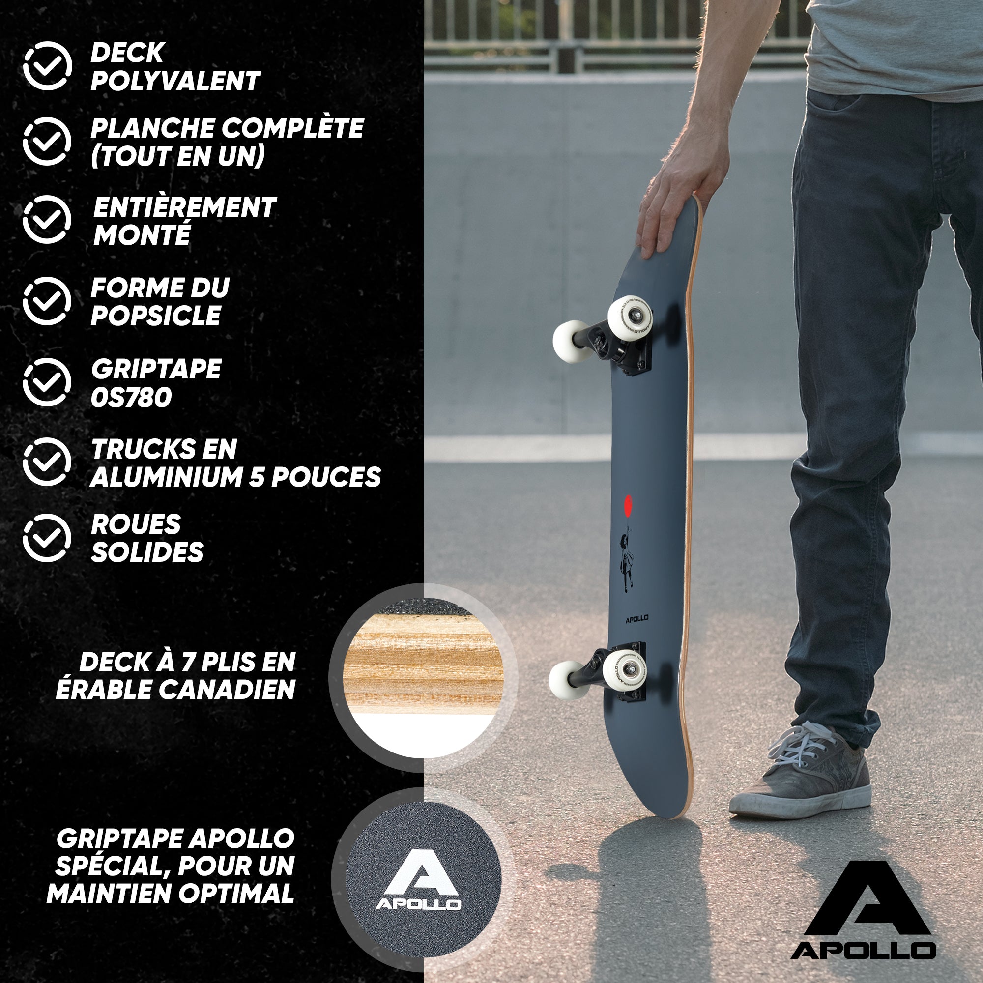 Apollo - Skateboard professionnel enfants et adultes - Balloon - Balloon