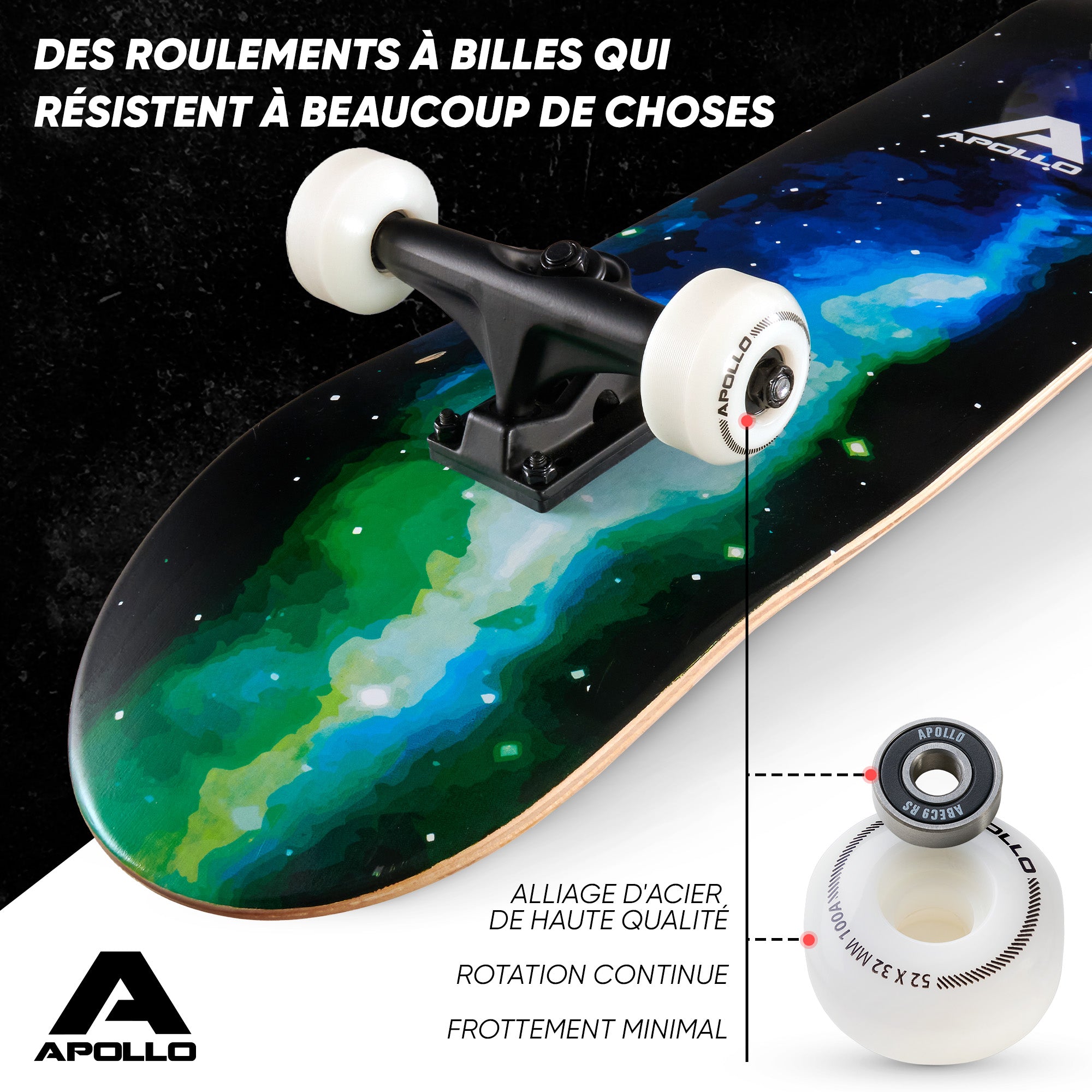 Apollo - Skateboard professionnel enfants et adultes - Galaxy - Galaxy
