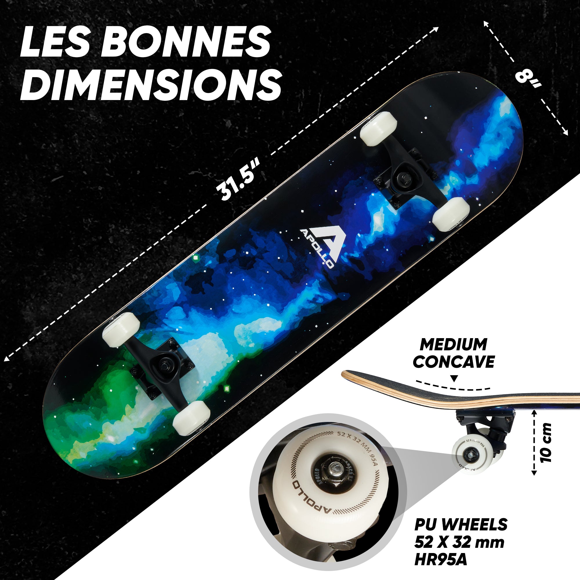 Apollo - Skateboard professionnel enfants et adultes - Galaxy - Galaxy