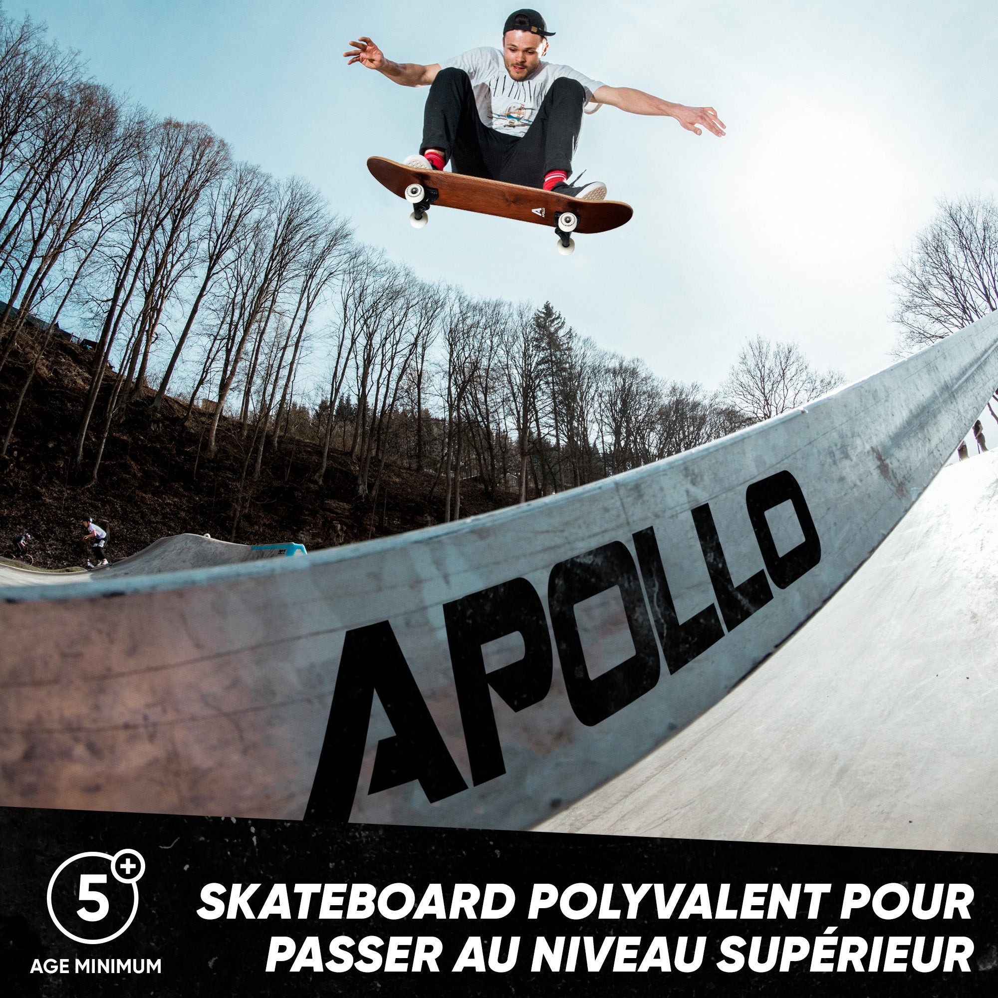 Apollo - Skateboard professionnel enfants et adultes - Plain Wood - Wood