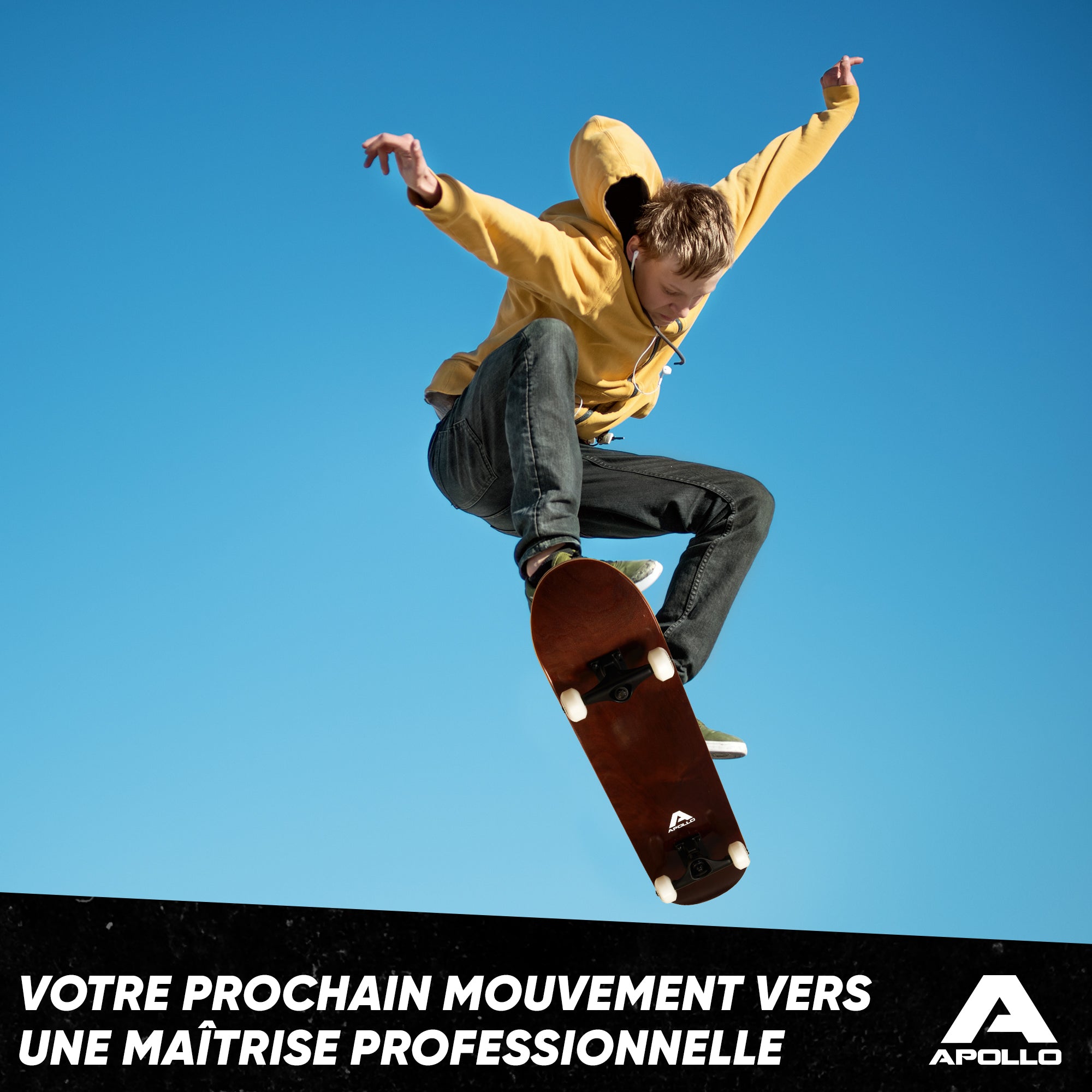 Apollo - Skateboard professionnel enfants et adultes - Plain Wood - Wood