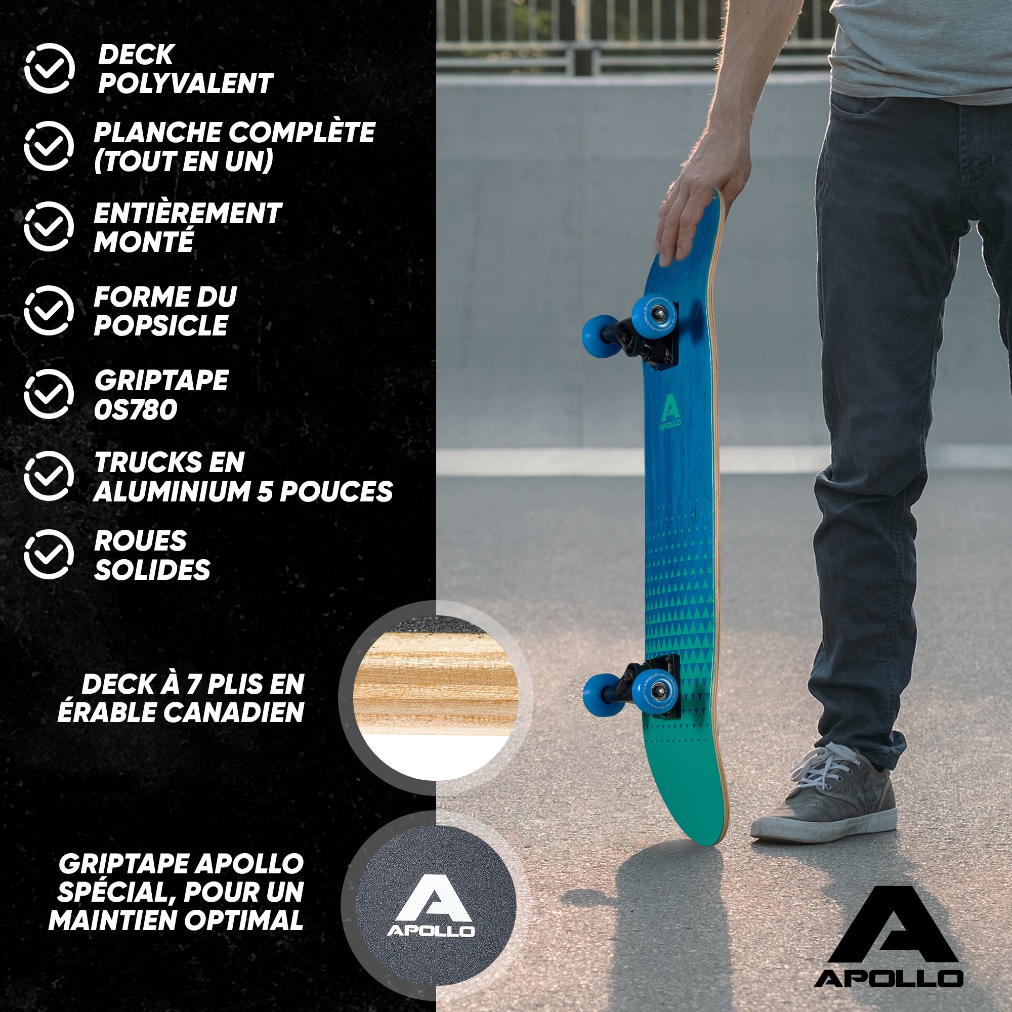 Apollo - Skateboard professionnel enfants et adultes - Fresh - Fresh