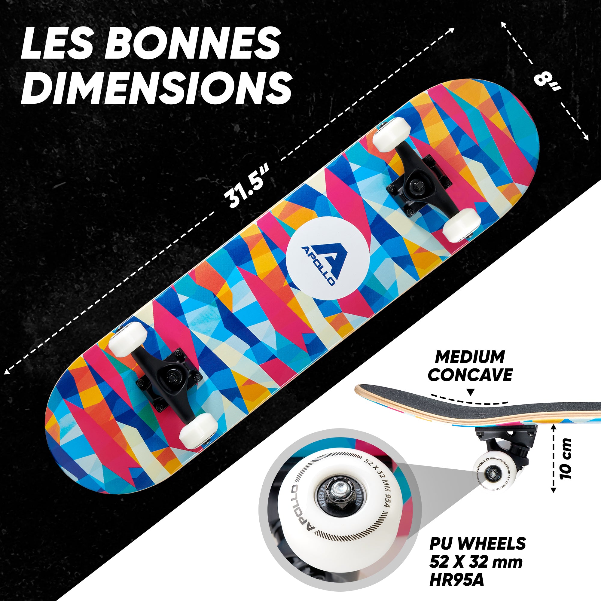 Apollo - Skateboard professionnel enfants et adultes - Mosaik - Mosaik