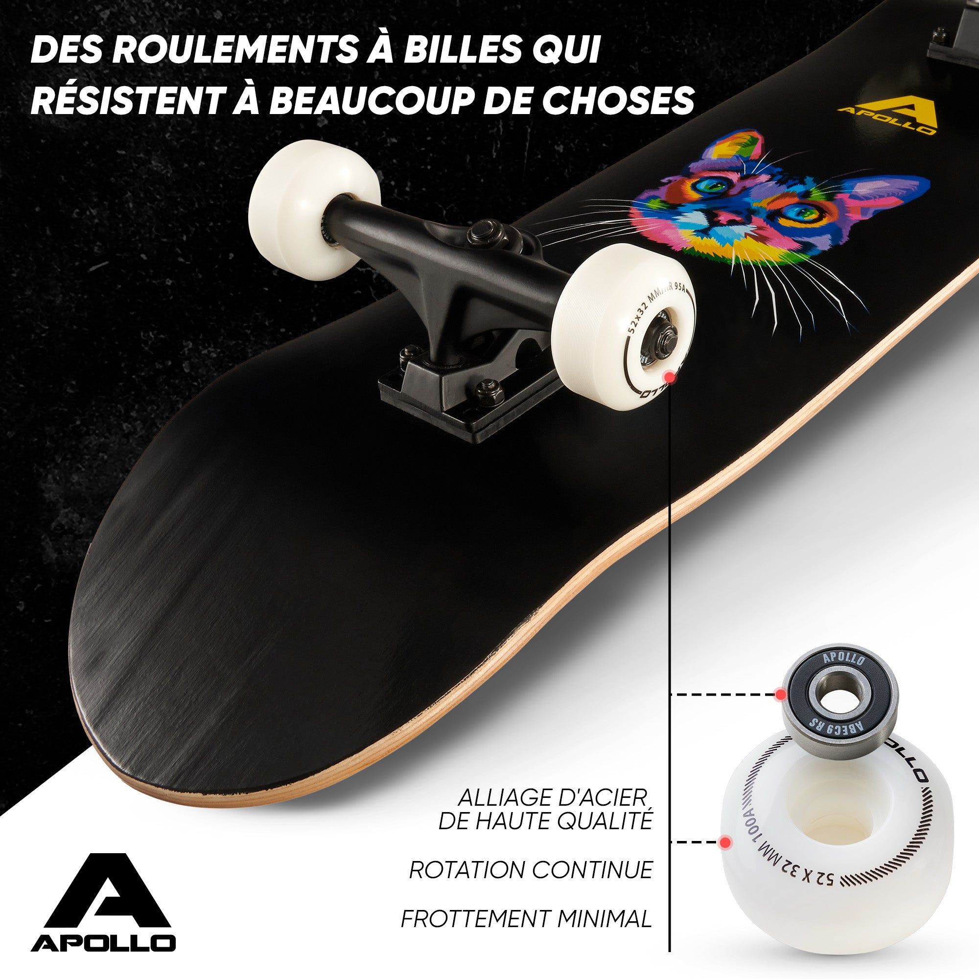 Apollo - Skateboard professionnel enfants et adultes - Cat - Cat