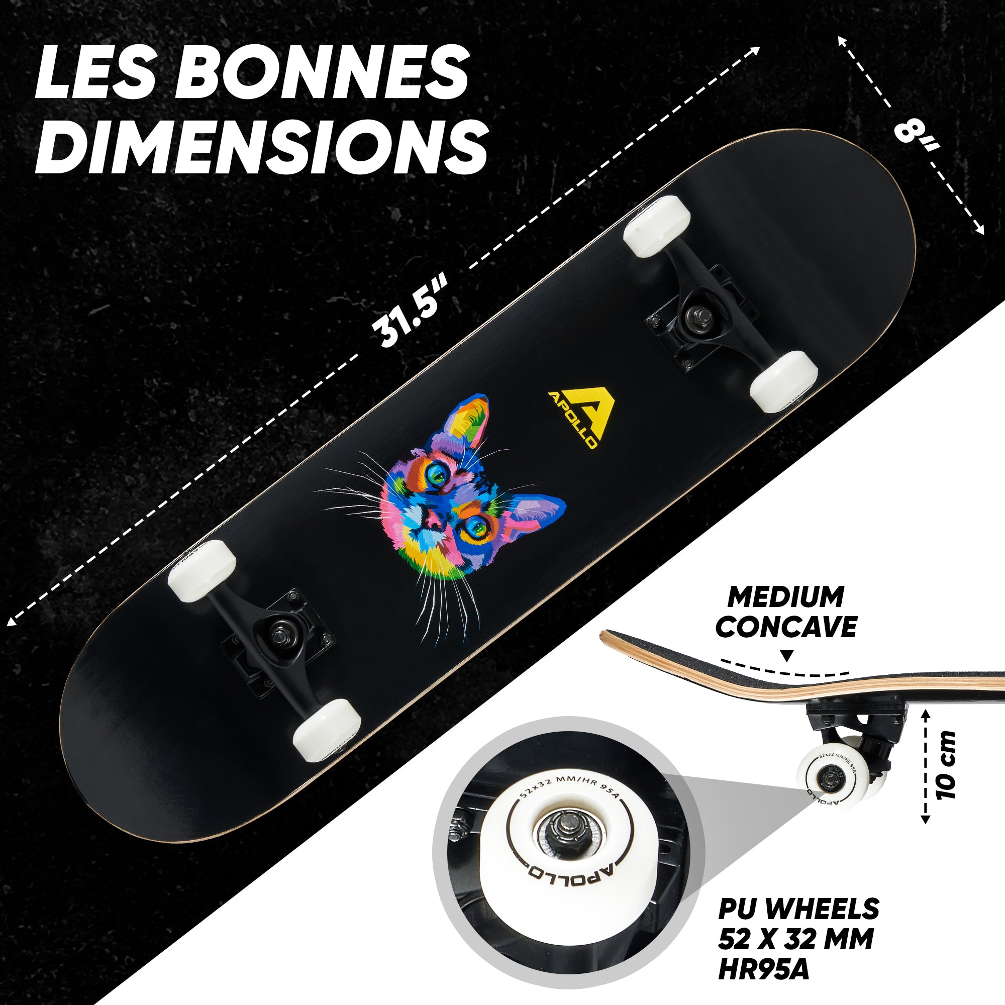 Apollo - Skateboard professionnel enfants et adultes - Cat - Cat