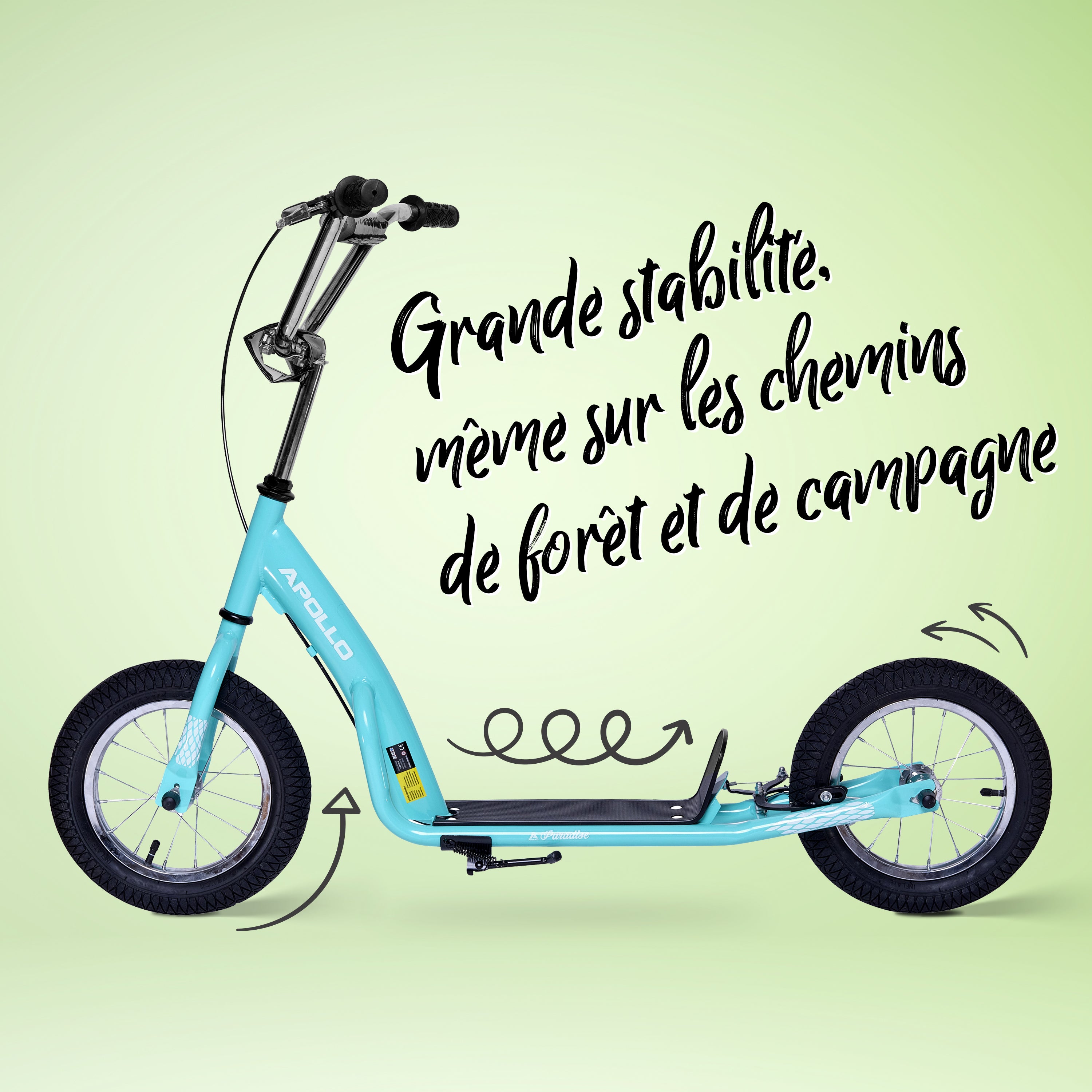 Apollo - Trottinette Enfants Retro Paradise - Pneus Gonflables 12,5 Pouces - Turqoise