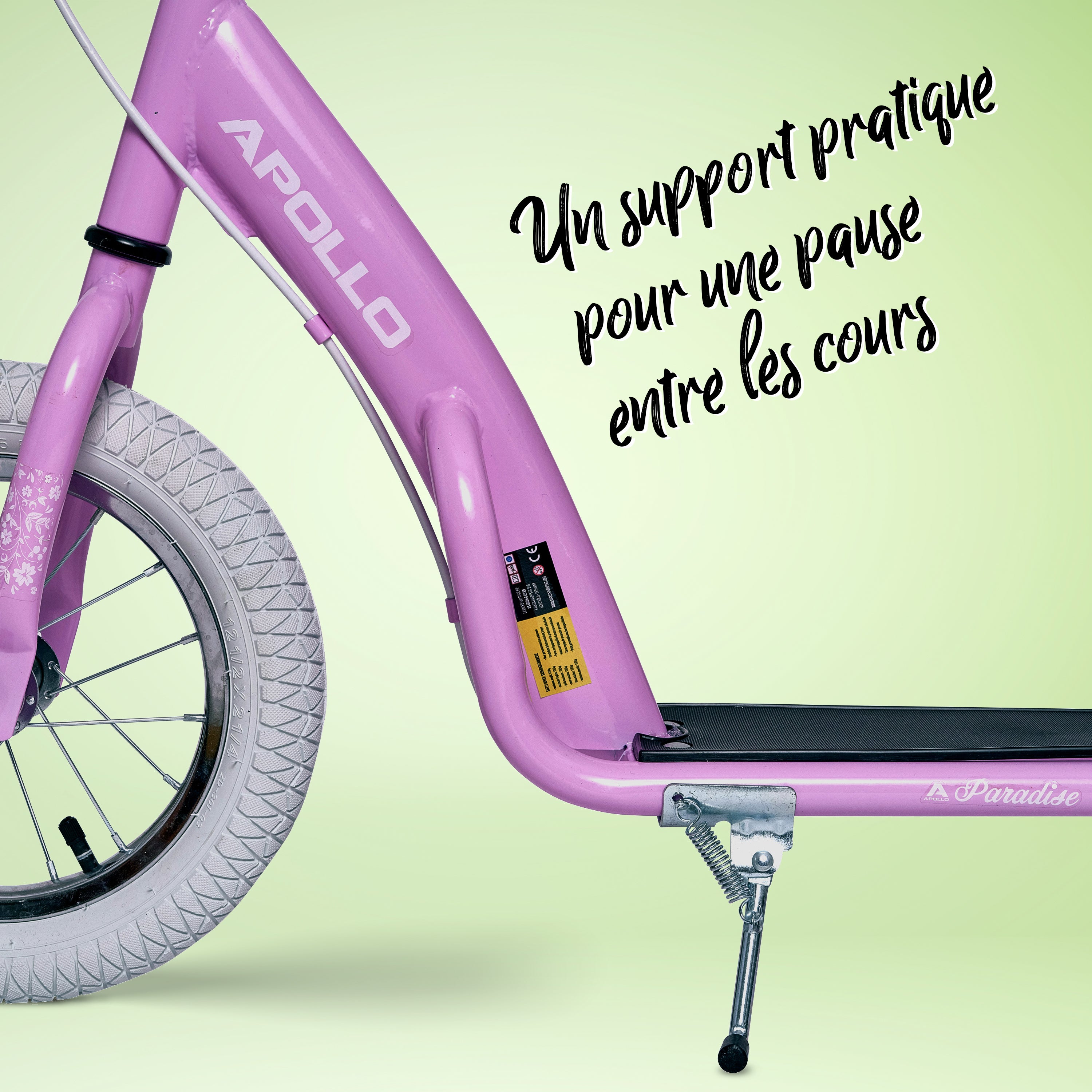 Apollo - Trottinette Enfants Retro Paradise - Pneus Gonflables 12,5 Pouces - Rose