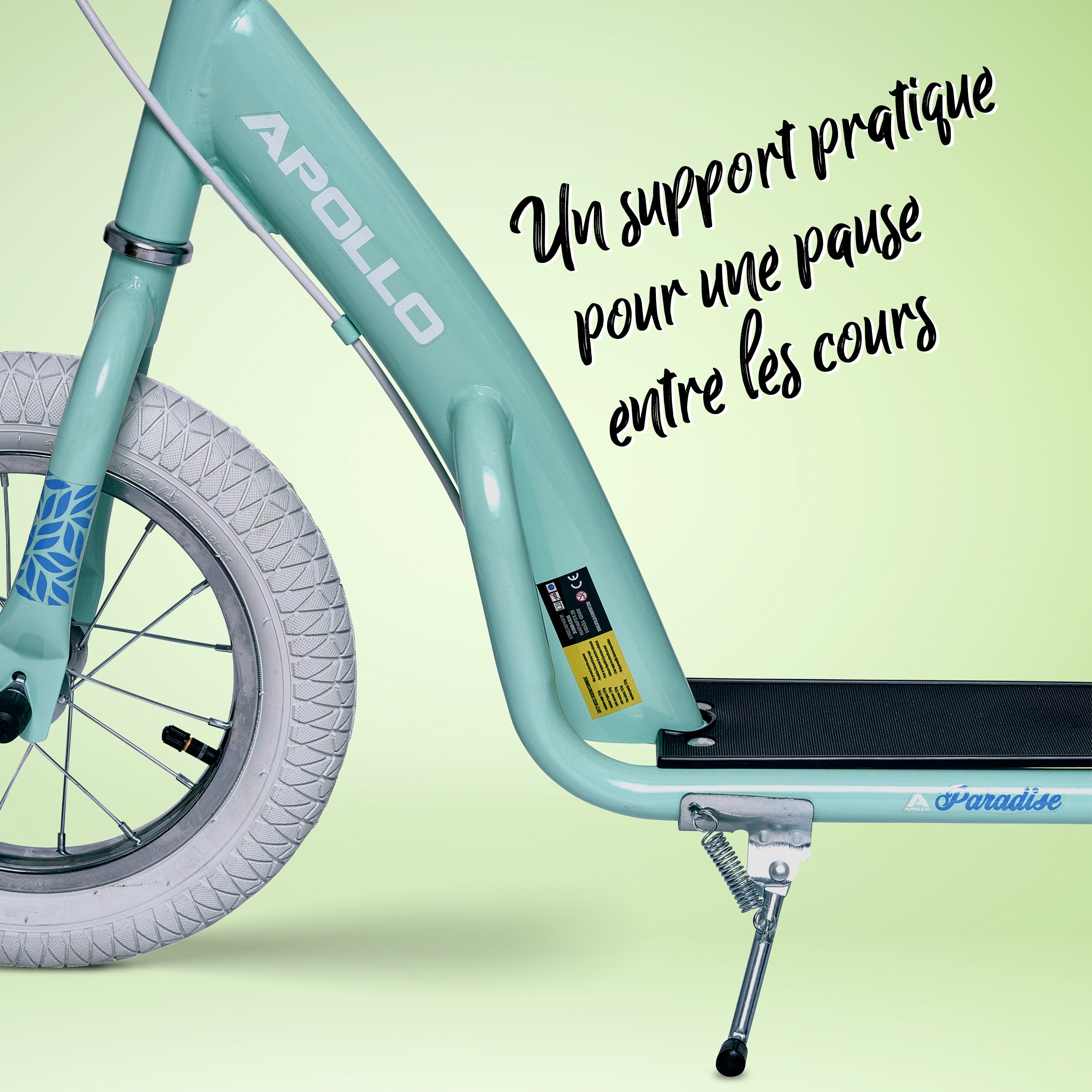 Apollo - Trottinette Enfants Retro Paradise - Pneus Gonflables 12,5 Pouces - Menthe