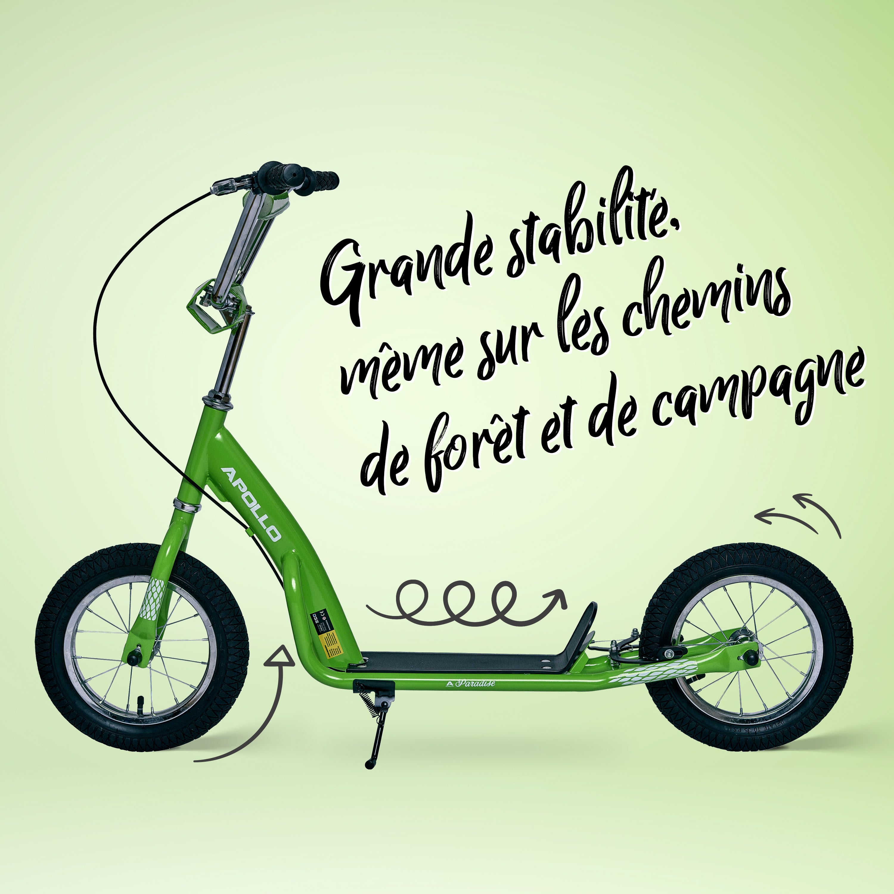 Apollo - Trottinette Enfants Retro Paradise - Pneus Gonflables 12,5 Pouces - Vert