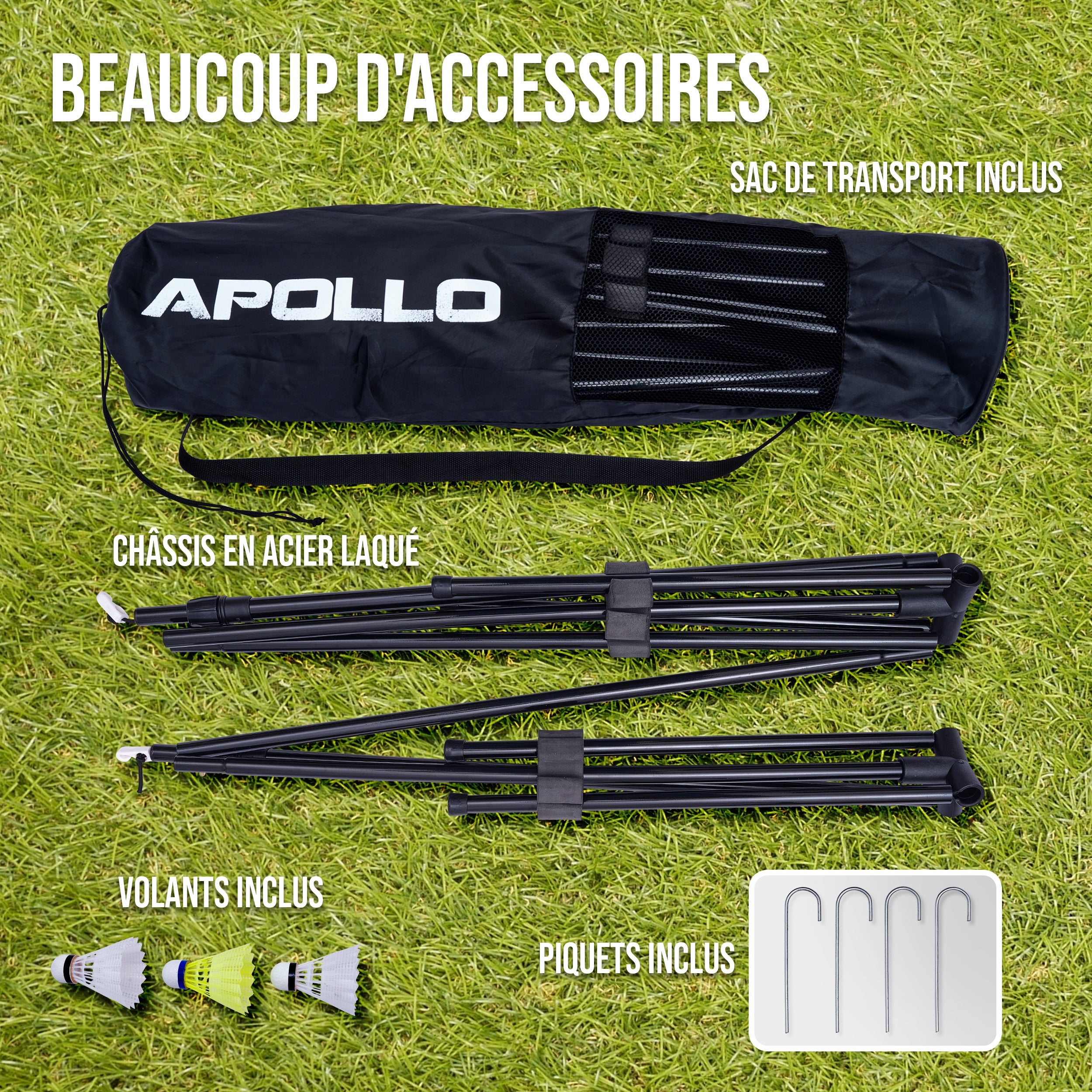 Apollo - Apollo Filet Badminton - Filet de Volley Ball - différentes tailles et réglables - Rouge 400 cm