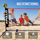 Apollo - Apollo Filet Badminton - Filet de Volley Ball - différentes tailles et réglables - Rouge 400 cm