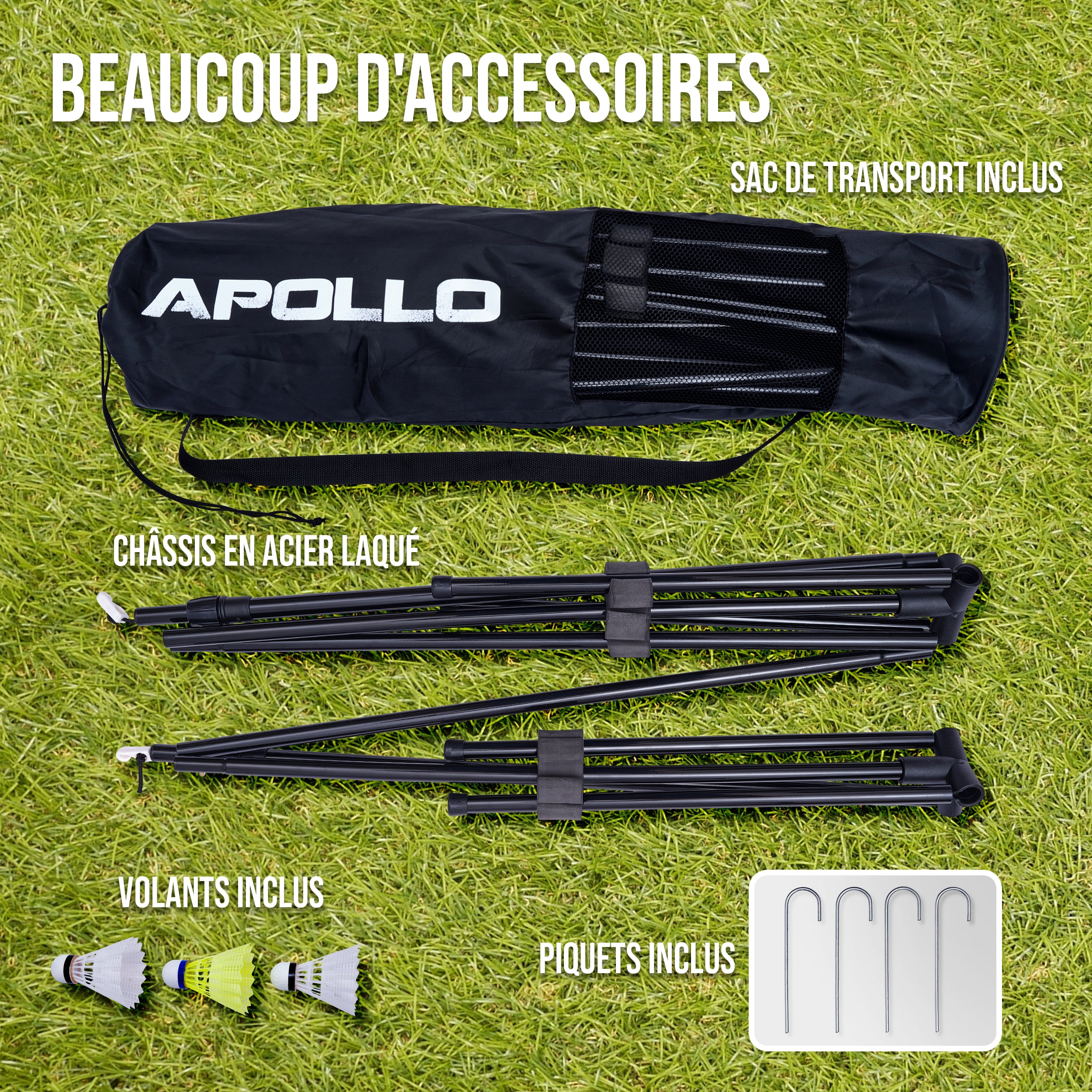 Apollo - Apollo Filet Badminton - Filet de Volley Ball - différentes tailles et réglables - Bleu 300 cm