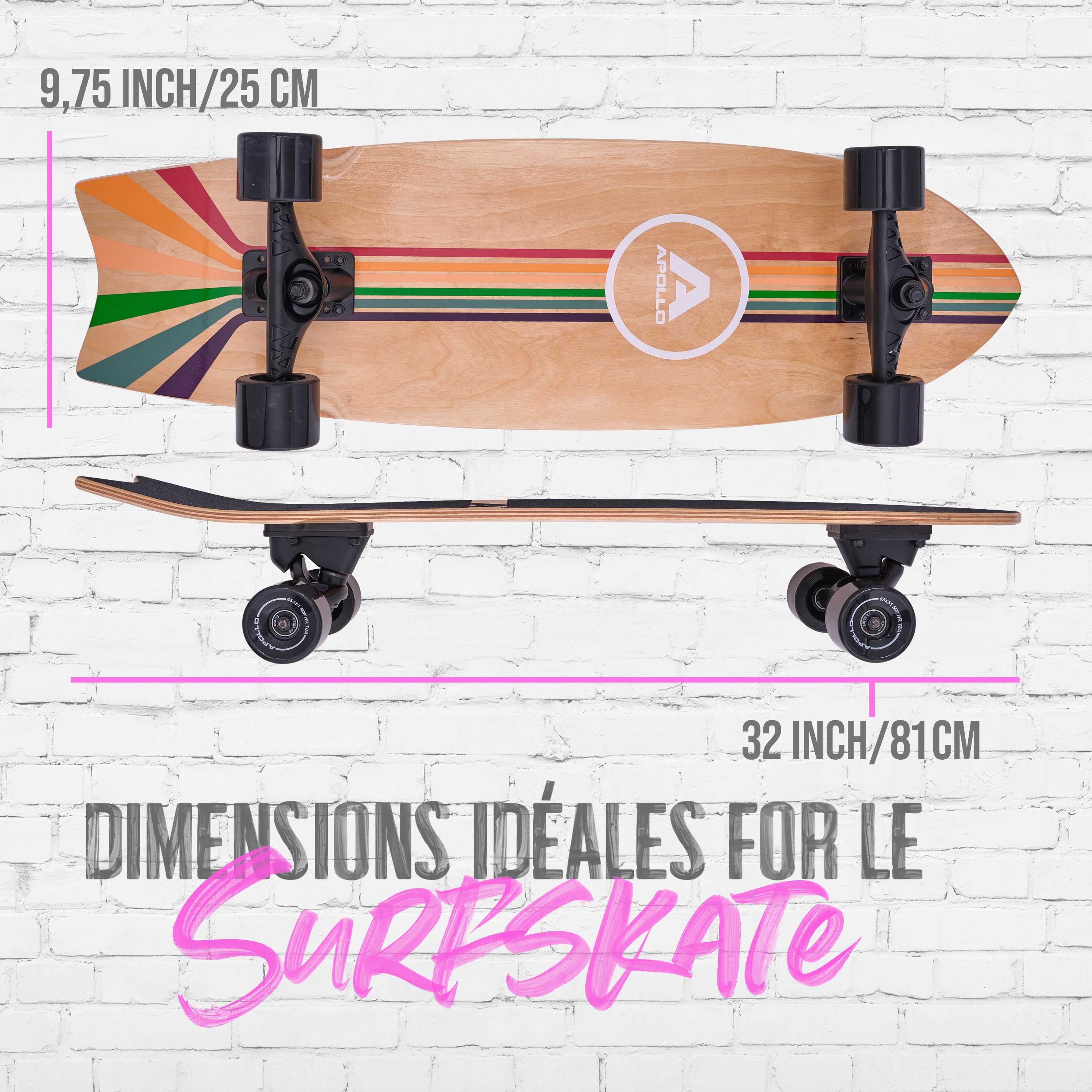 Apollo - Surf Style Skateboard - Stripes - Stripes