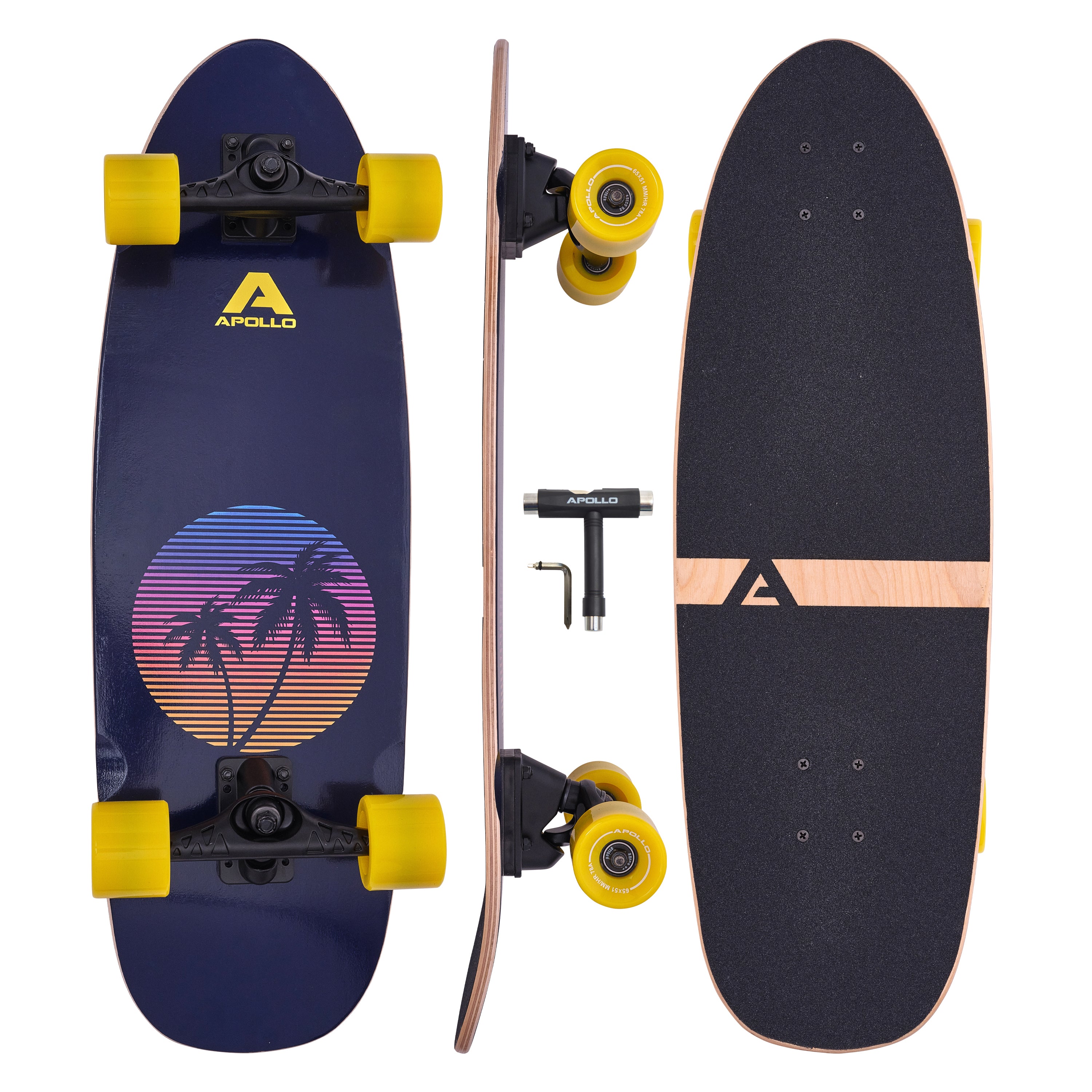 Apollo - Surf Style Skateboard - Miami Sunset - Miami Sunset