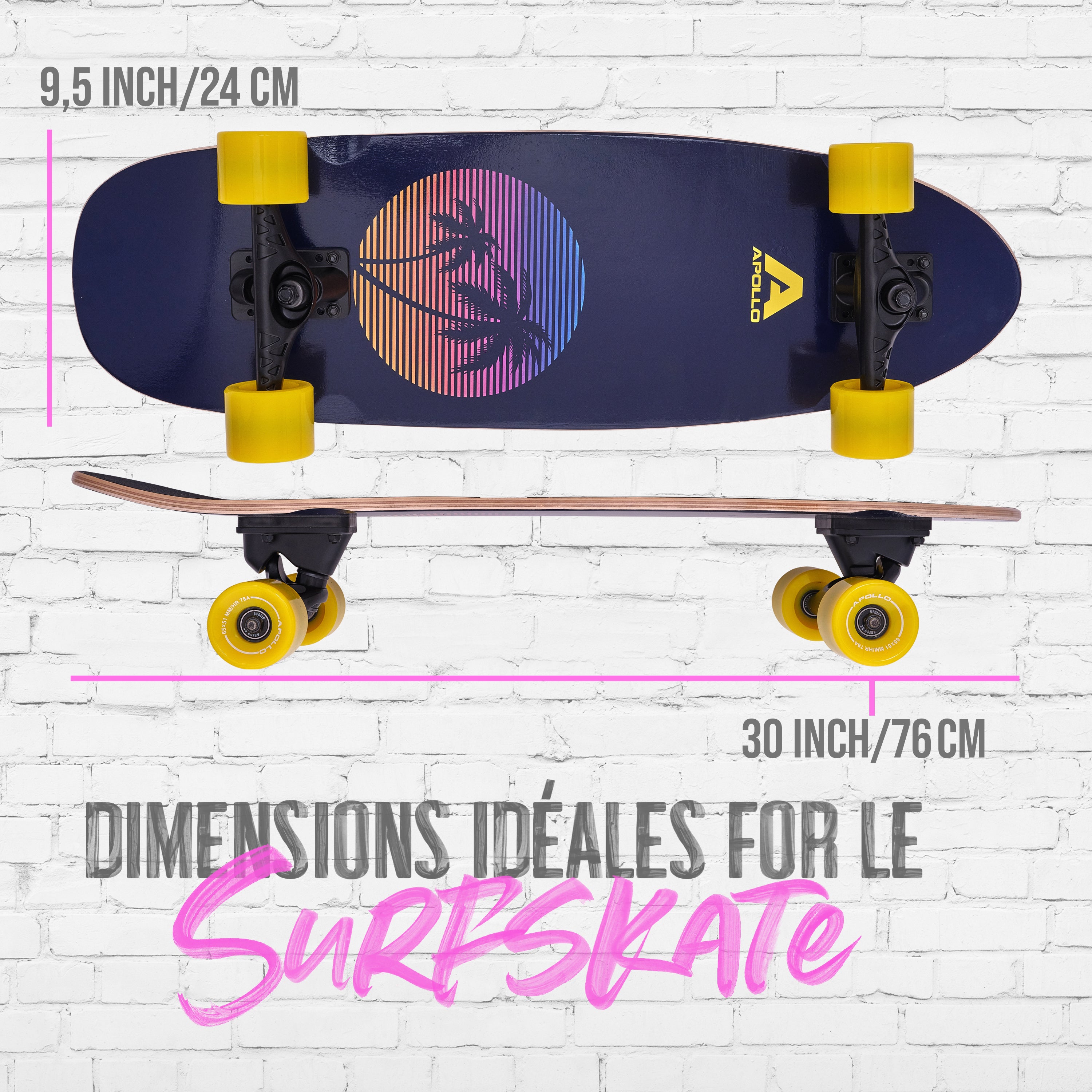 Apollo - Surf Style Skateboard - Miami Sunset - Miami Sunset