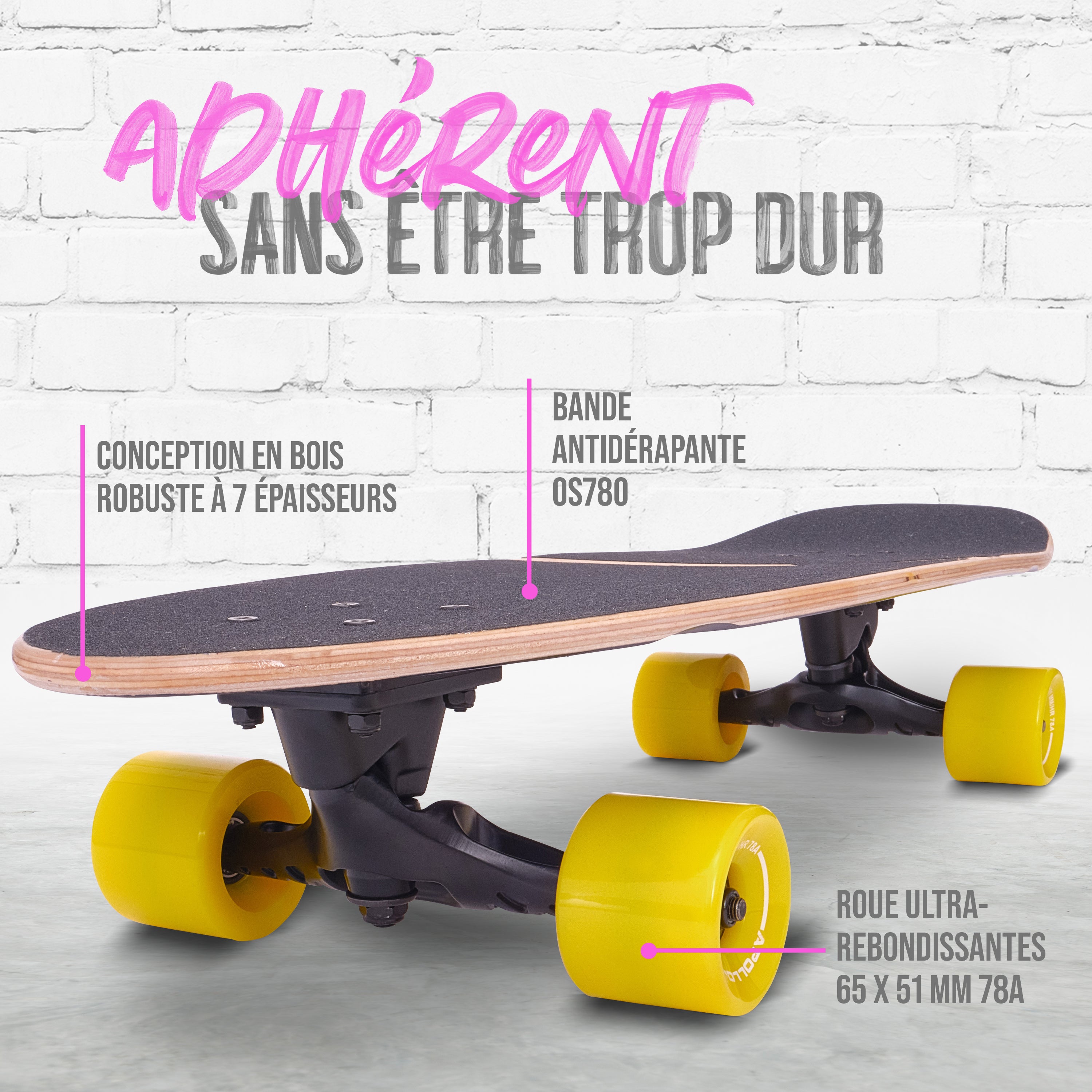 Apollo - Surf Style Skateboard - Miami Sunset - Miami Sunset