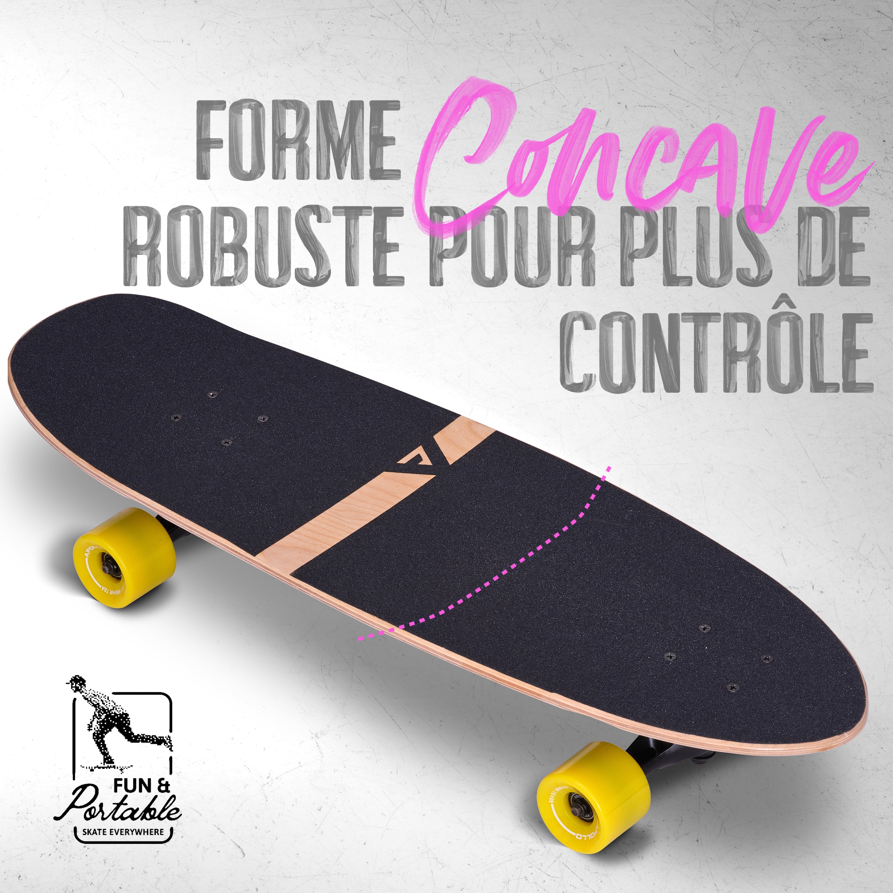 Apollo - Surf Style Skateboard - Miami Sunset - Miami Sunset