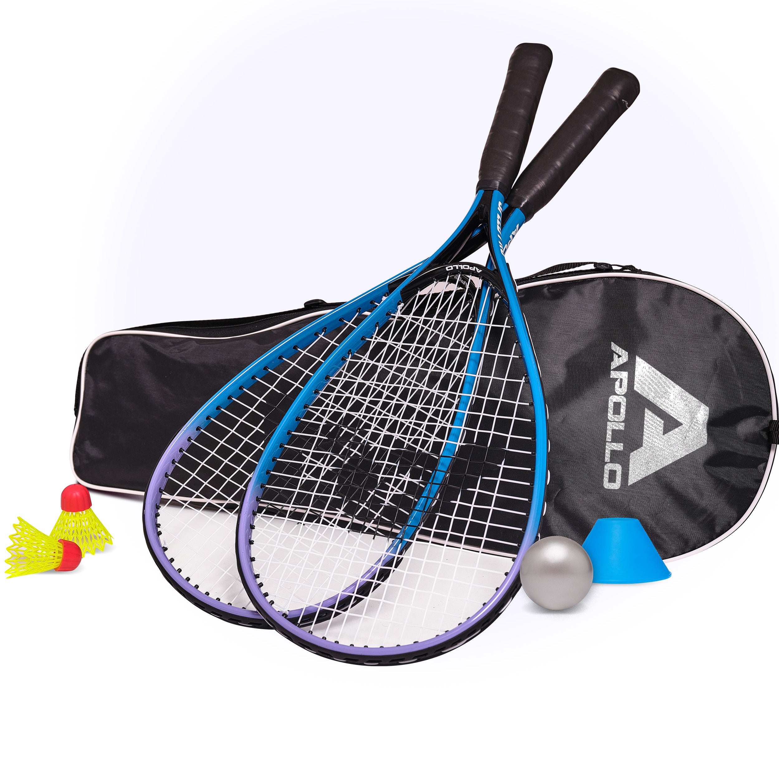 Apollo - Kit Raquettes Badminton de Différentes Couleurs pour Adulte et Enfant - Bleu
