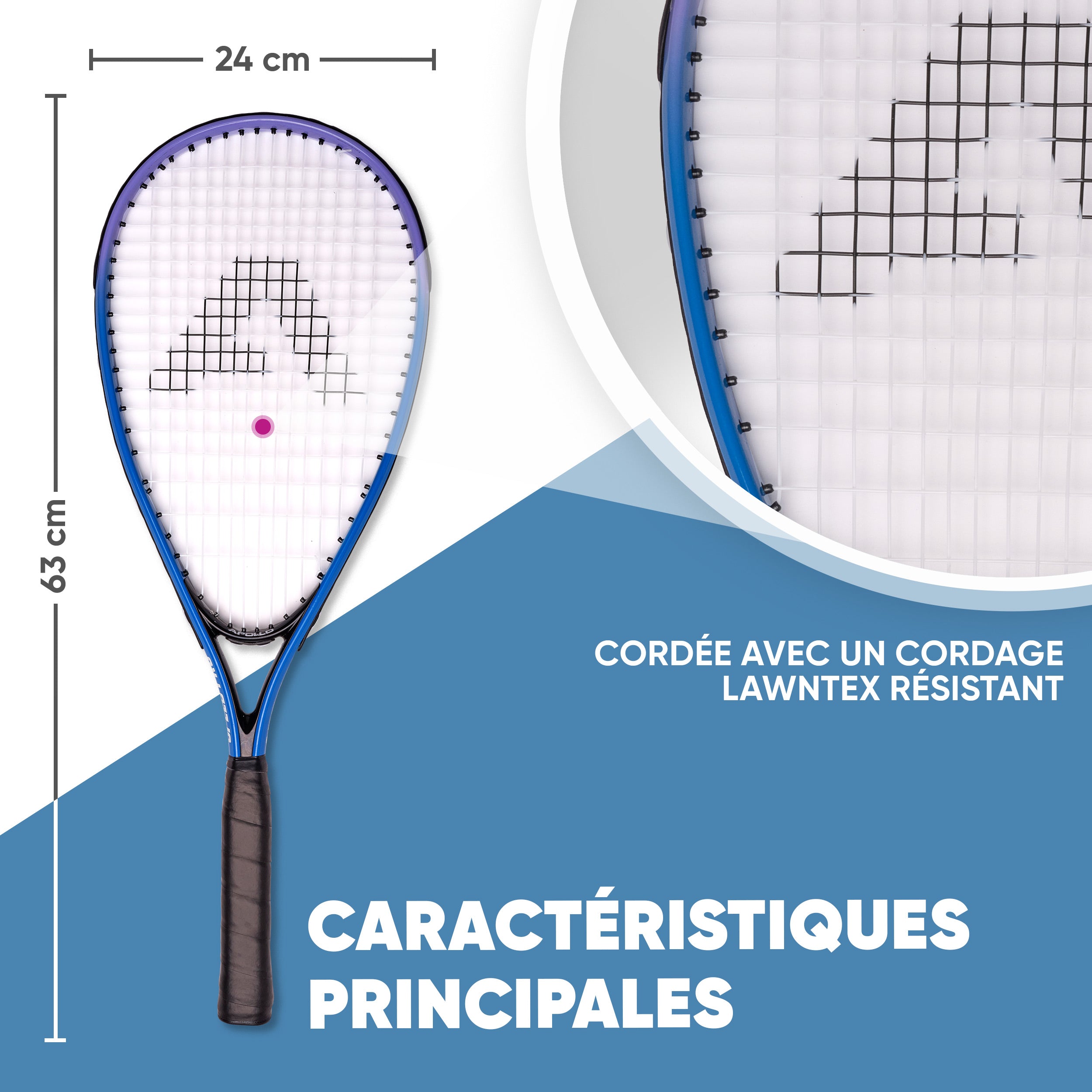 Apollo - Kit Raquettes Badminton de Différentes Couleurs pour Adulte et Enfant - Bleu