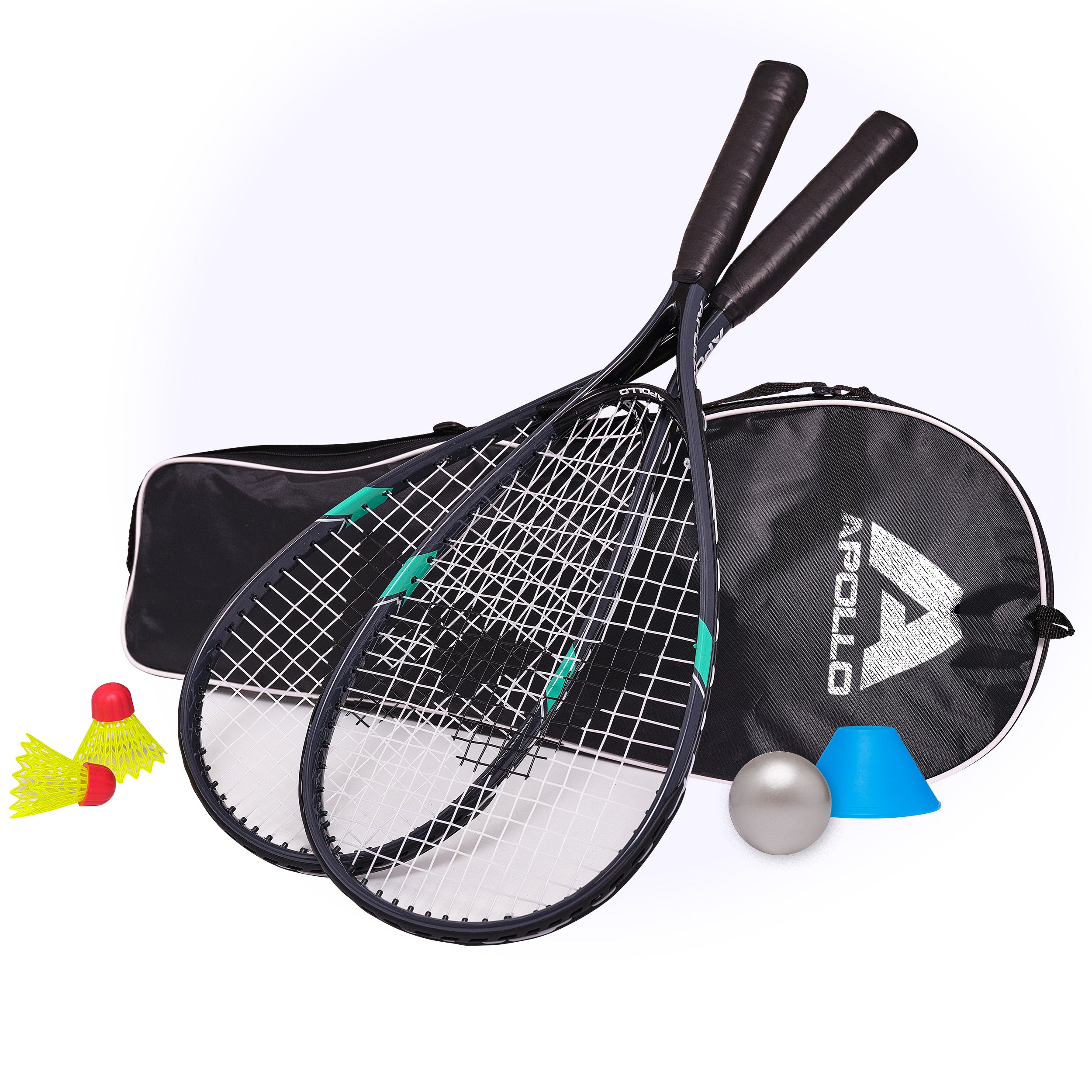 Apollo - Kit Raquettes Badminton de Différentes Couleurs pour Adulte et Enfant - Gris Menthe