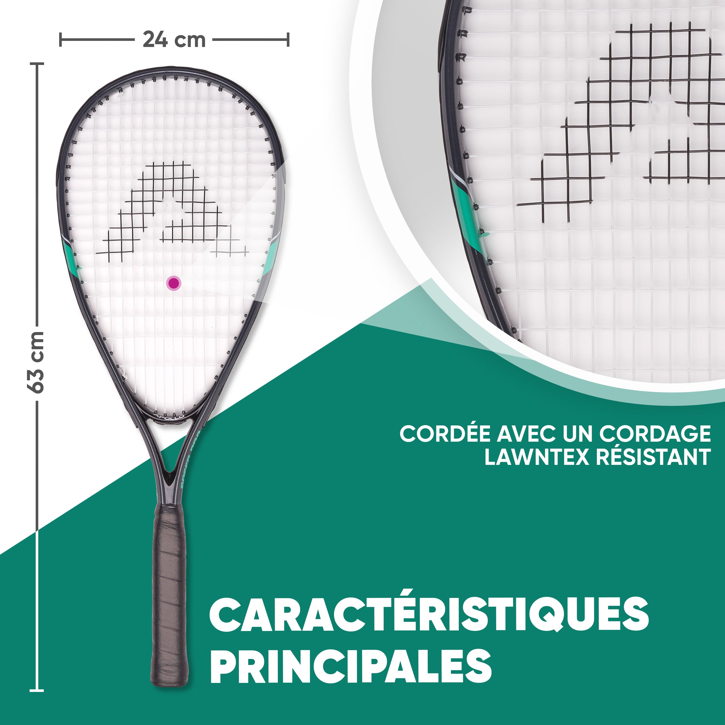 Apollo - Kit Raquettes Badminton de Différentes Couleurs pour Adulte et Enfant - Gris Menthe
