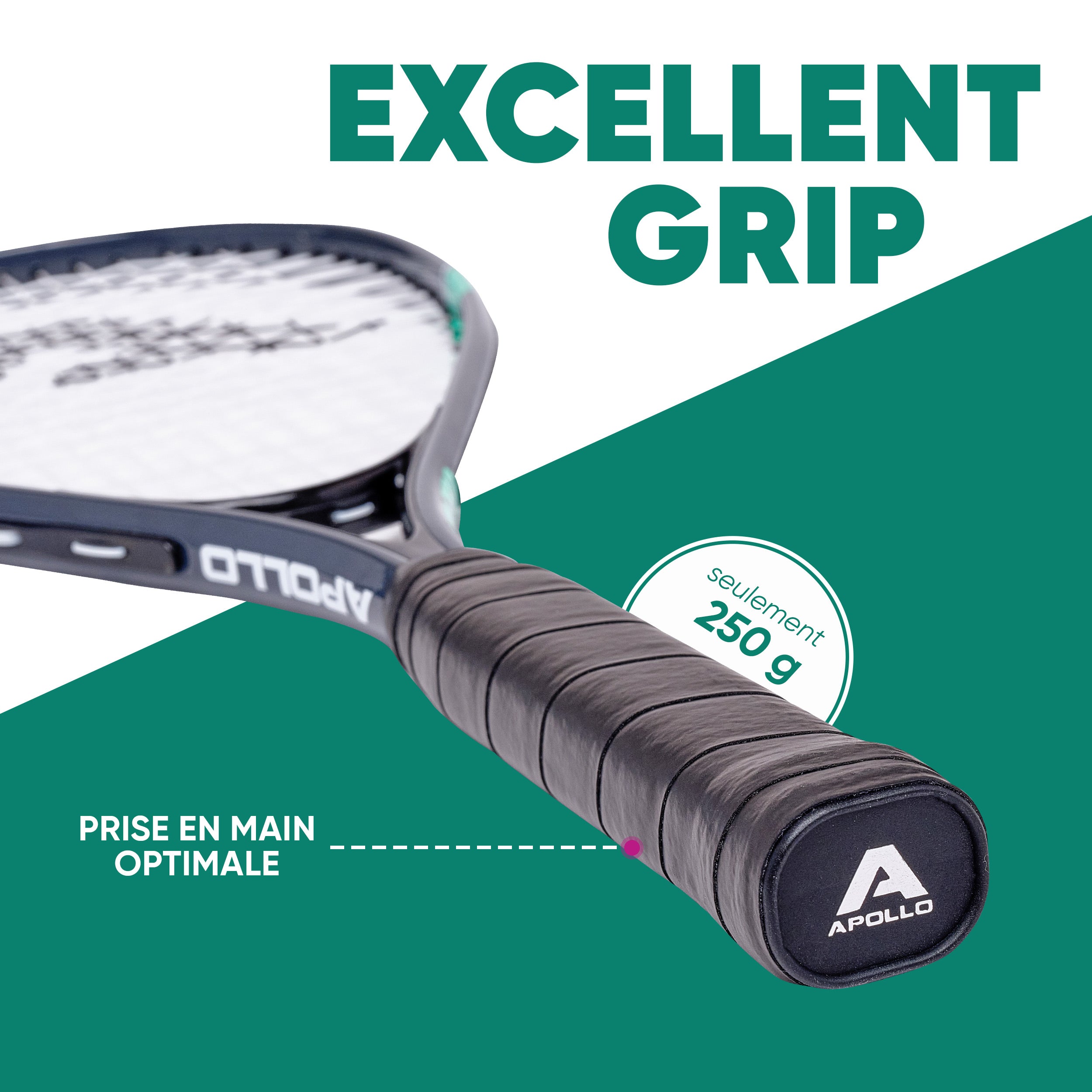 Apollo - Kit Raquettes Badminton de Différentes Couleurs pour Adulte et Enfant - Gris Menthe