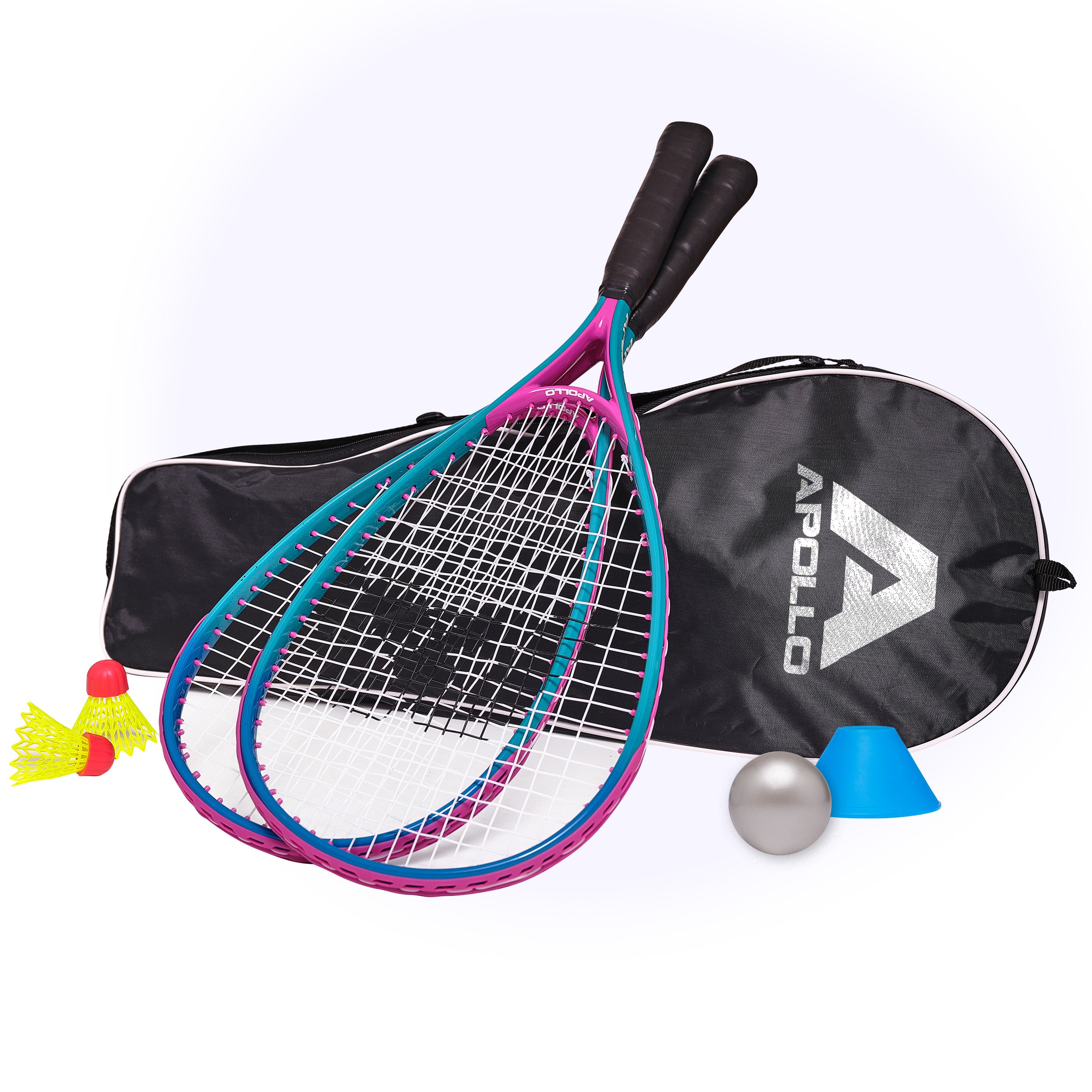 Apollo - Kit Raquettes Badminton de Différentes Couleurs pour Adulte et Enfant - Bleu Rose