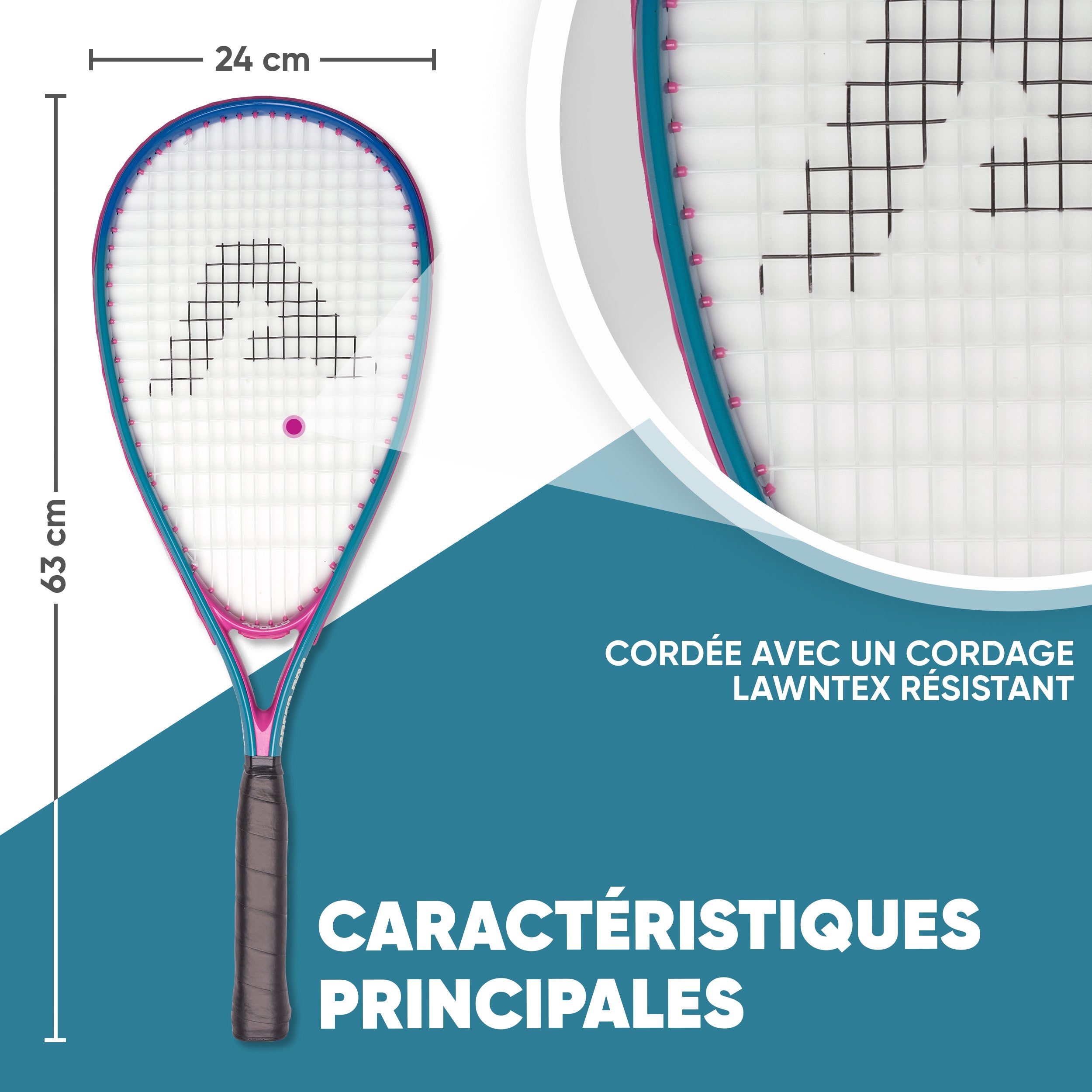 Apollo - Kit Raquettes Badminton de Différentes Couleurs pour Adulte et Enfant - Bleu Rose