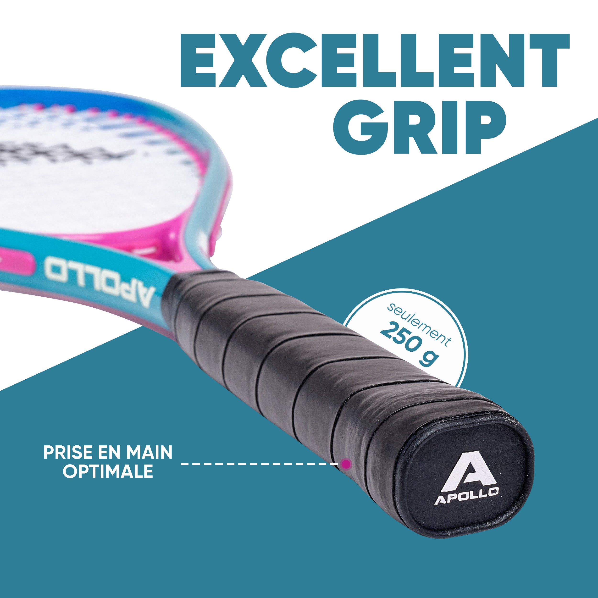 Apollo - Kit Raquettes Badminton de Différentes Couleurs pour Adulte et Enfant - Bleu Rose