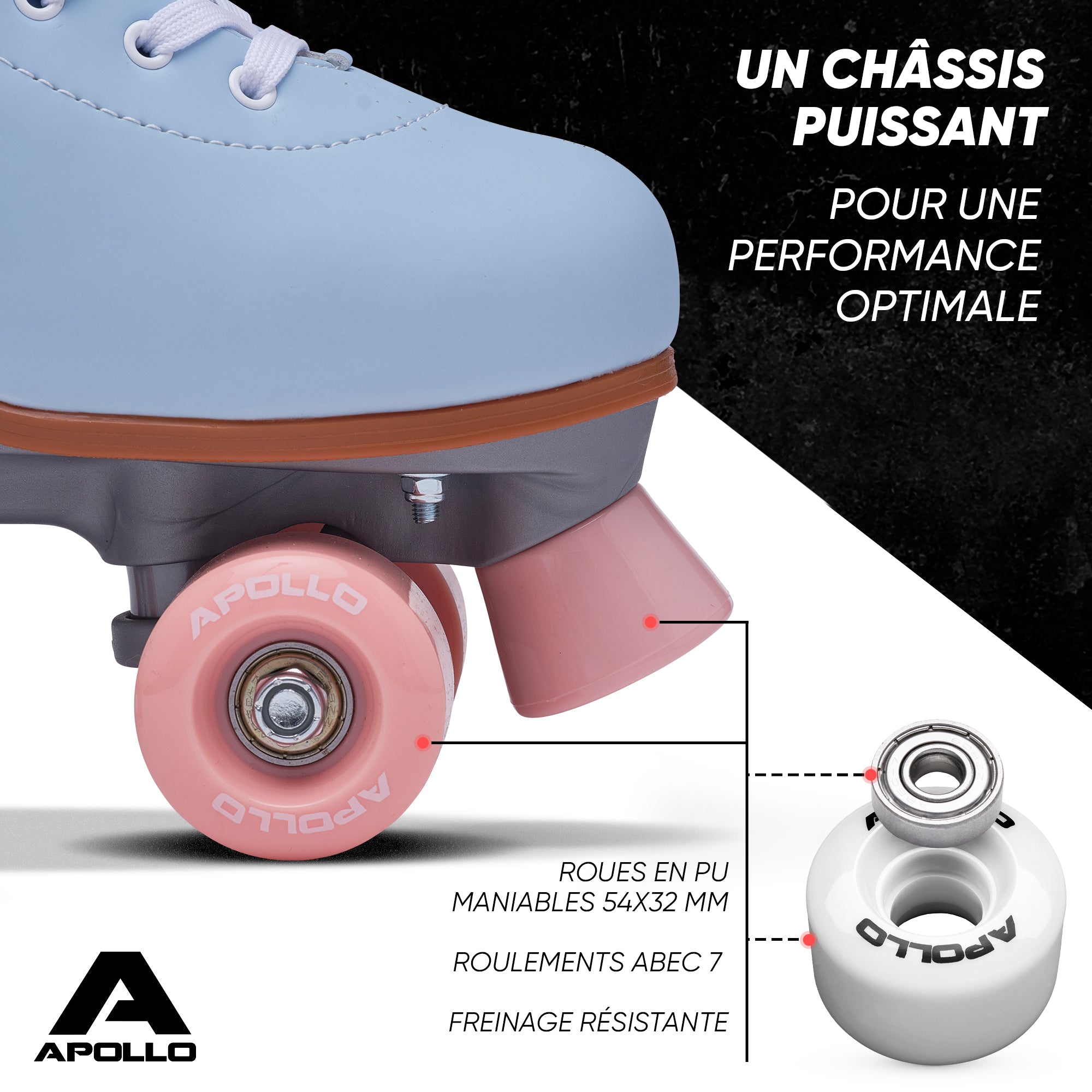 Apollo - Classic patins à roulettes fille et garçon - adolescents et adultes - Nightfever blue - L (39-42)