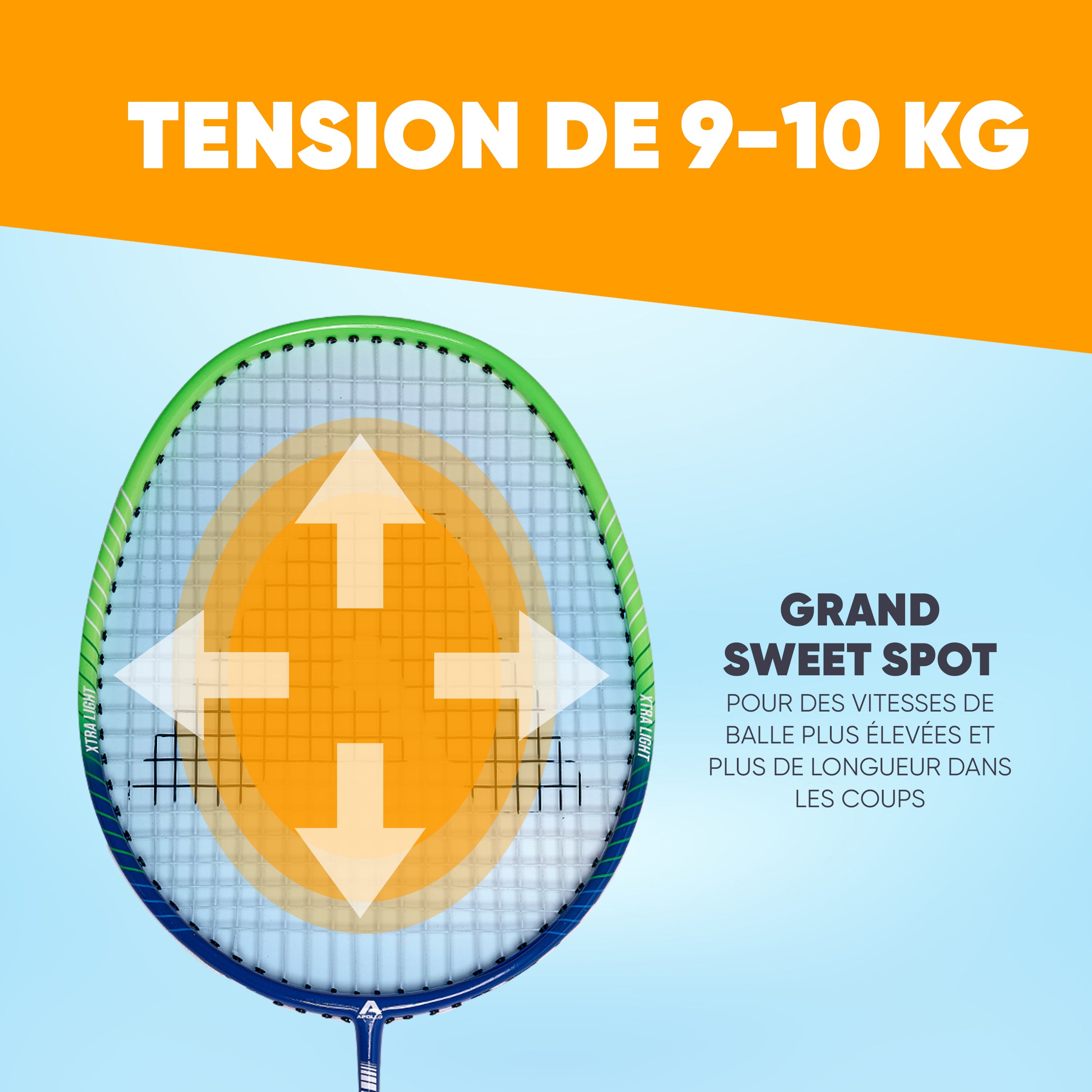 Apollo - Set de badminton Match Pro 800 – inclus : sac de transport, 2 raquettes, volants - Bleu Vert