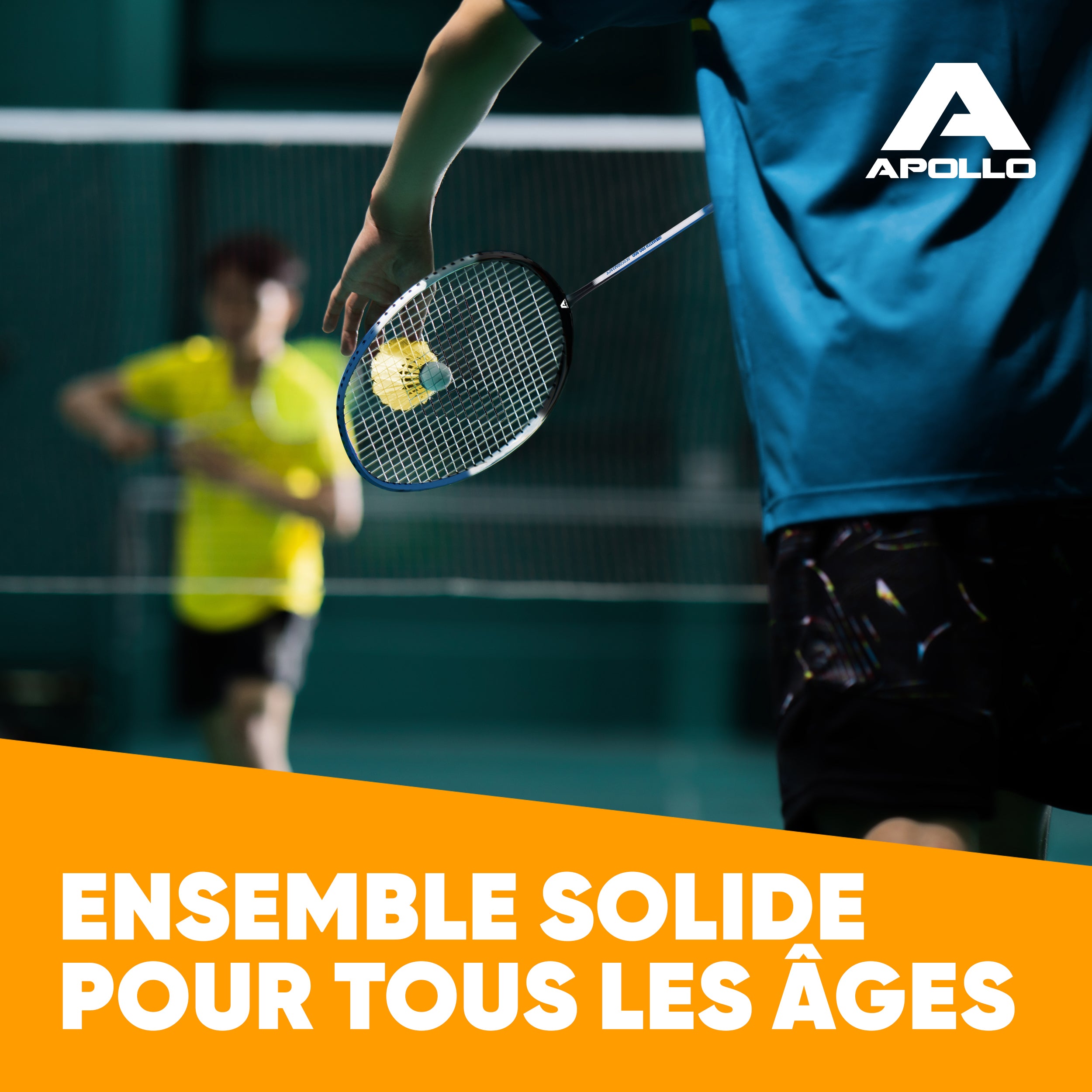 Apollo - Set de badminton Match Pro 800 – inclus : sac de transport, 2 raquettes, volants - Bleu Vert