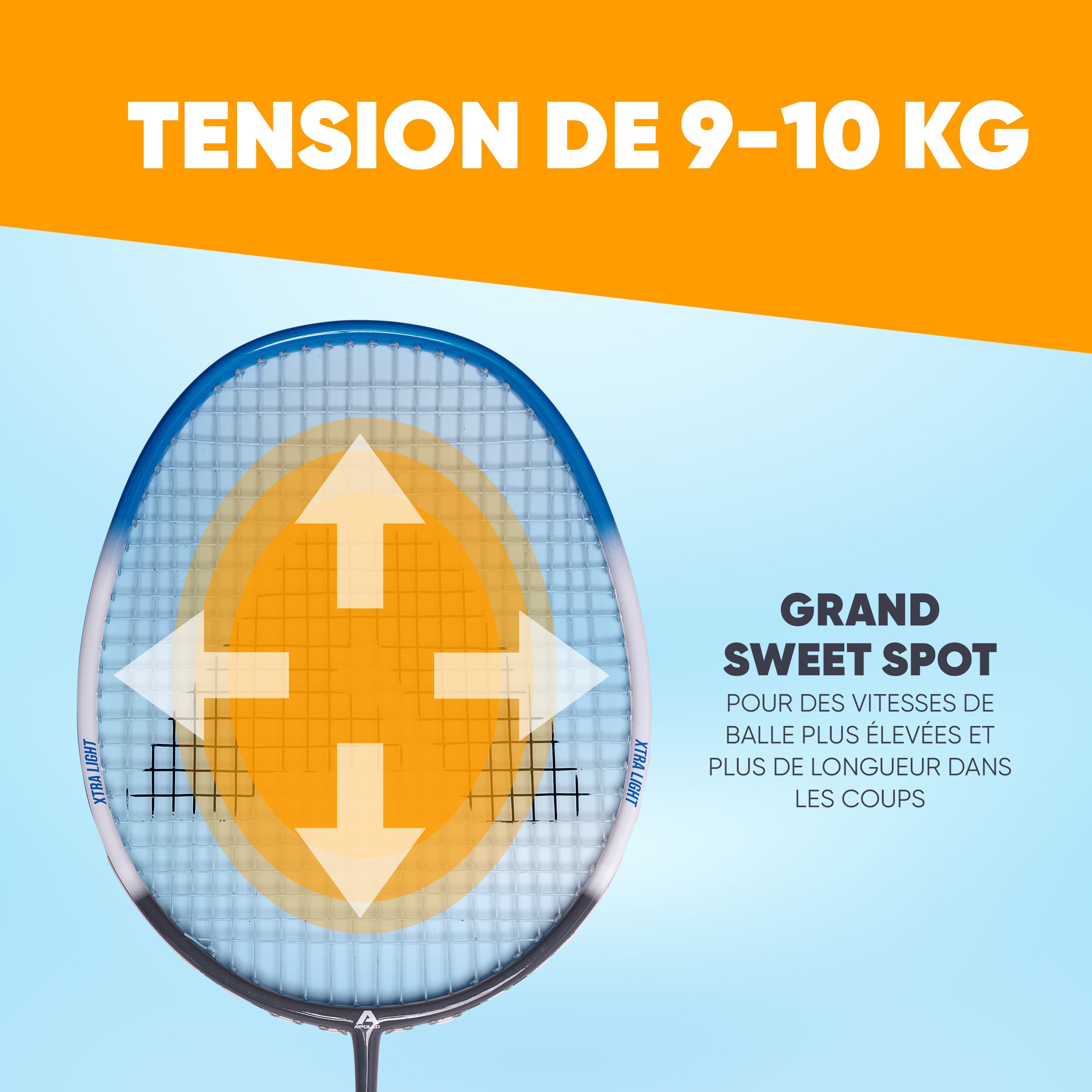 Apollo - Set de badminton Match Pro 800 – inclus : sac de transport, 2 raquettes, volants - Bleu Gris