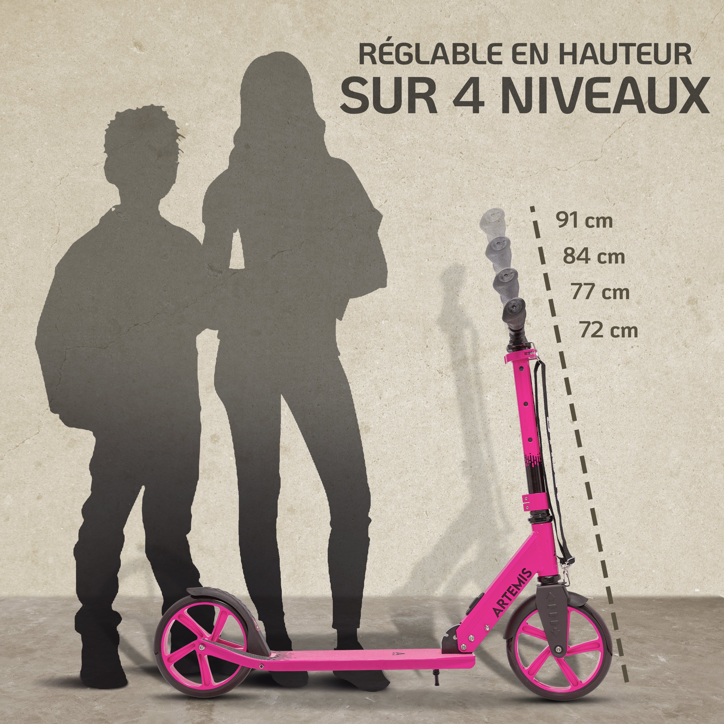 Apollo - Apollo Artemis City - Trottinette réglable en hauteur pour enfants - Rose