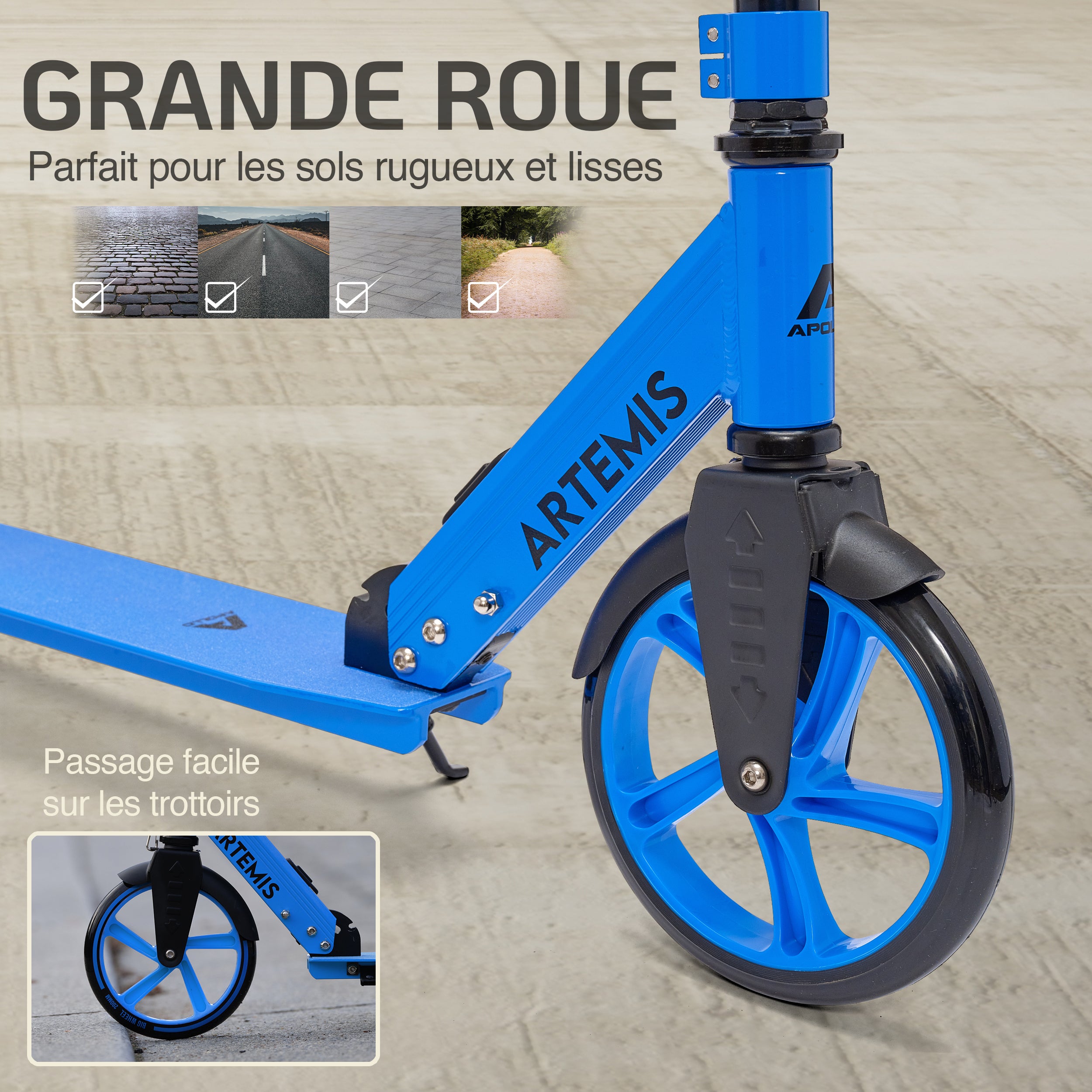 Apollo - Apollo Artemis City - Trottinette réglable en hauteur pour enfants - Bleu