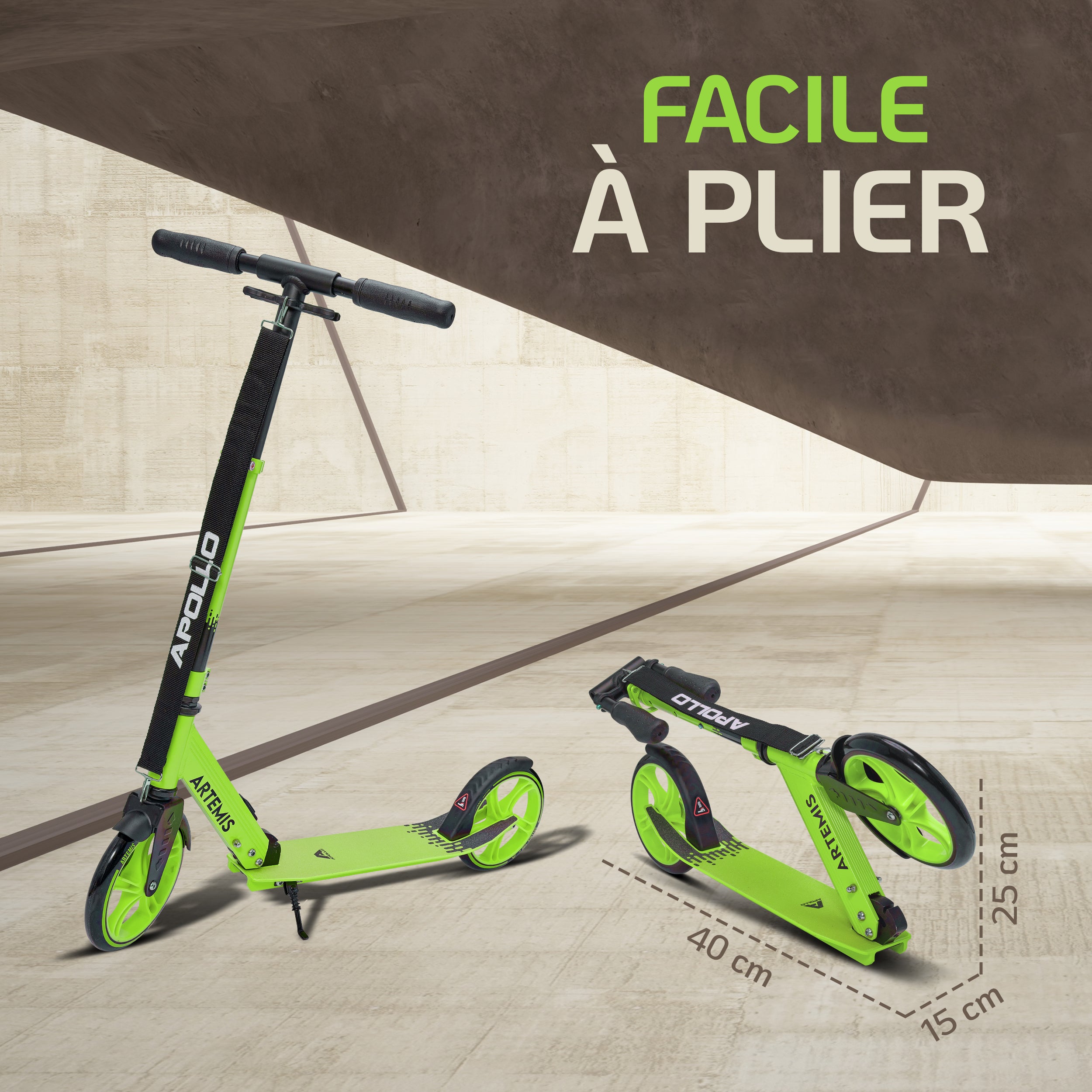 Apollo - Apollo Artemis City - Trottinette réglable en hauteur pour enfants - Vert