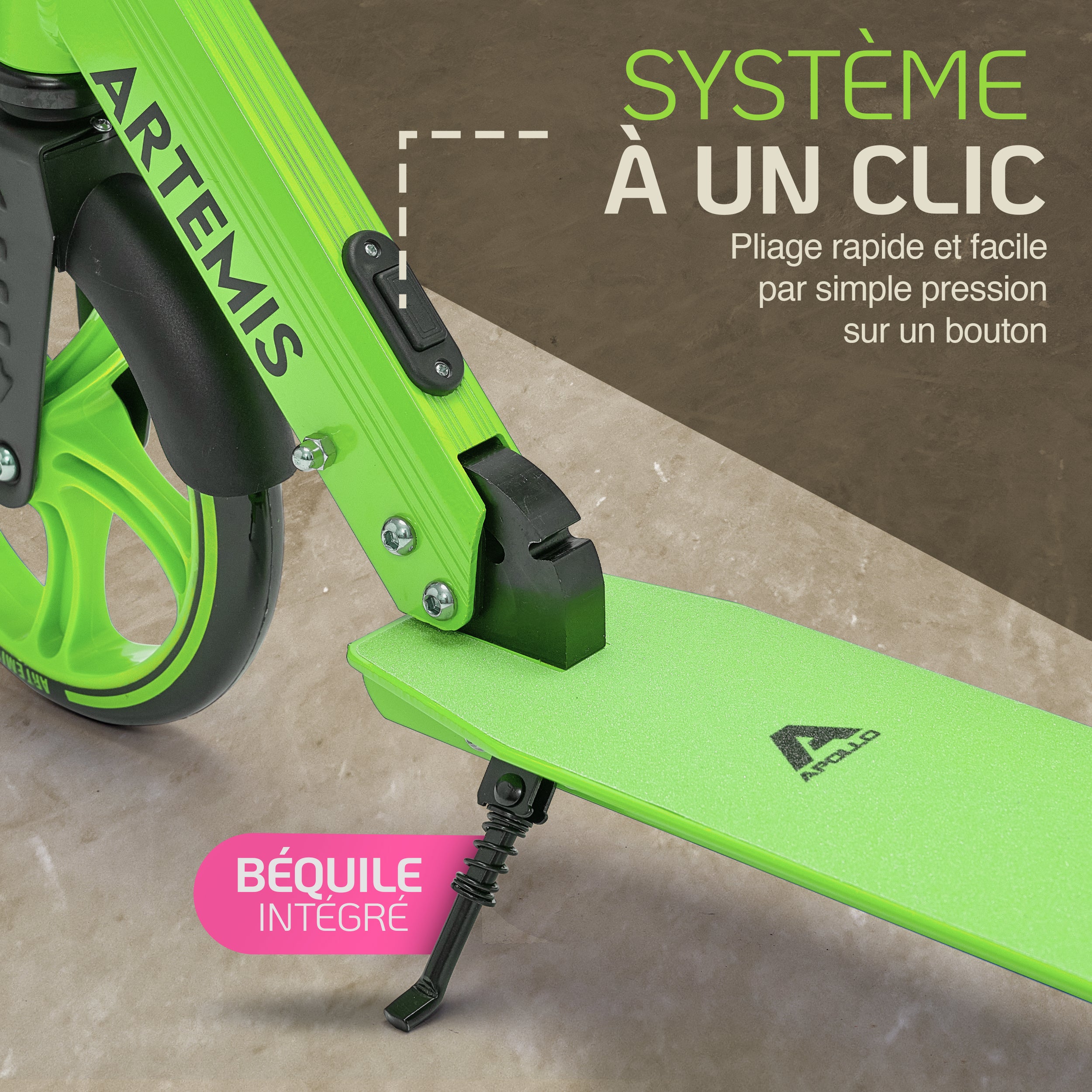 Apollo - Apollo Artemis City - Trottinette réglable en hauteur pour enfants - Vert