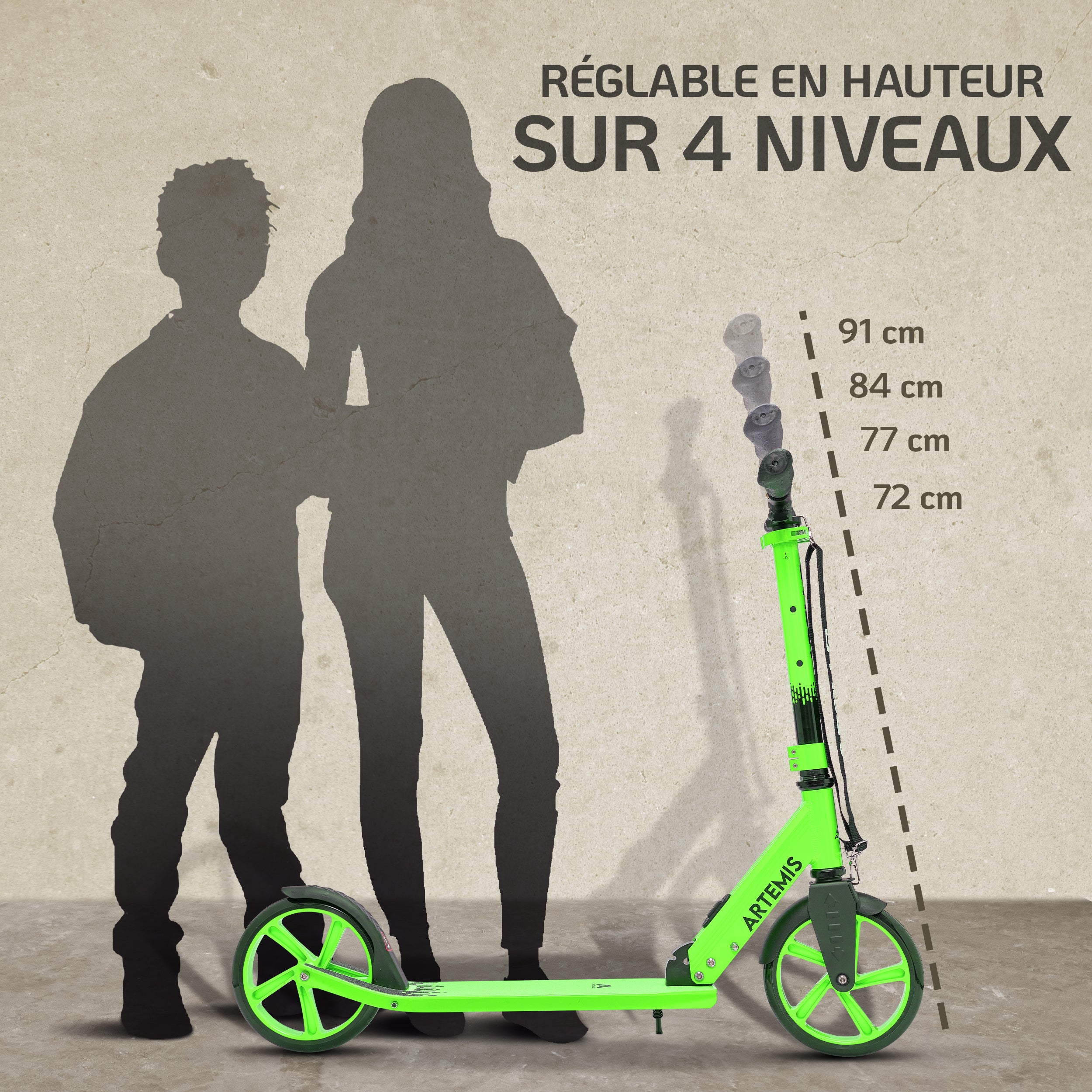 Apollo - Apollo Artemis City - Trottinette réglable en hauteur pour enfants - Vert