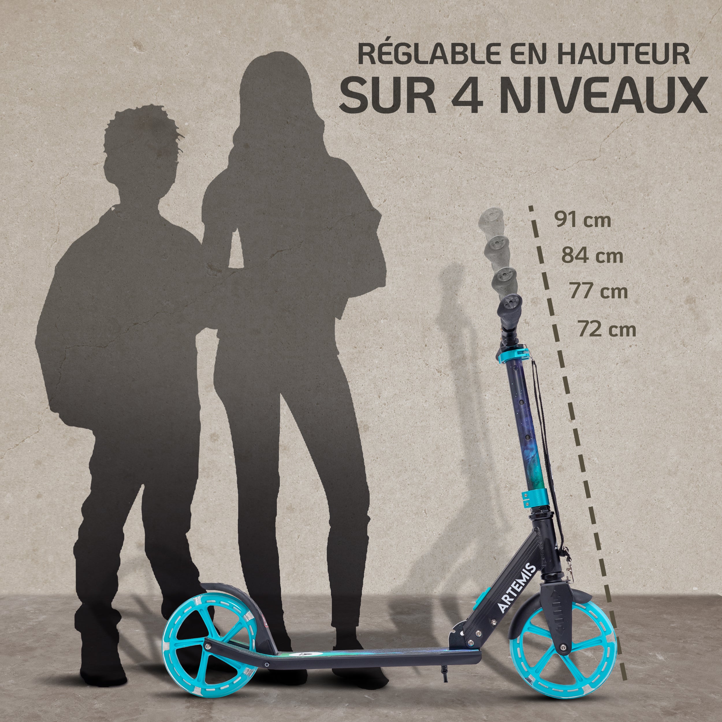 Apollo - Apollo Artemis City - Trottinette réglable en hauteur pour enfants - Galaxy