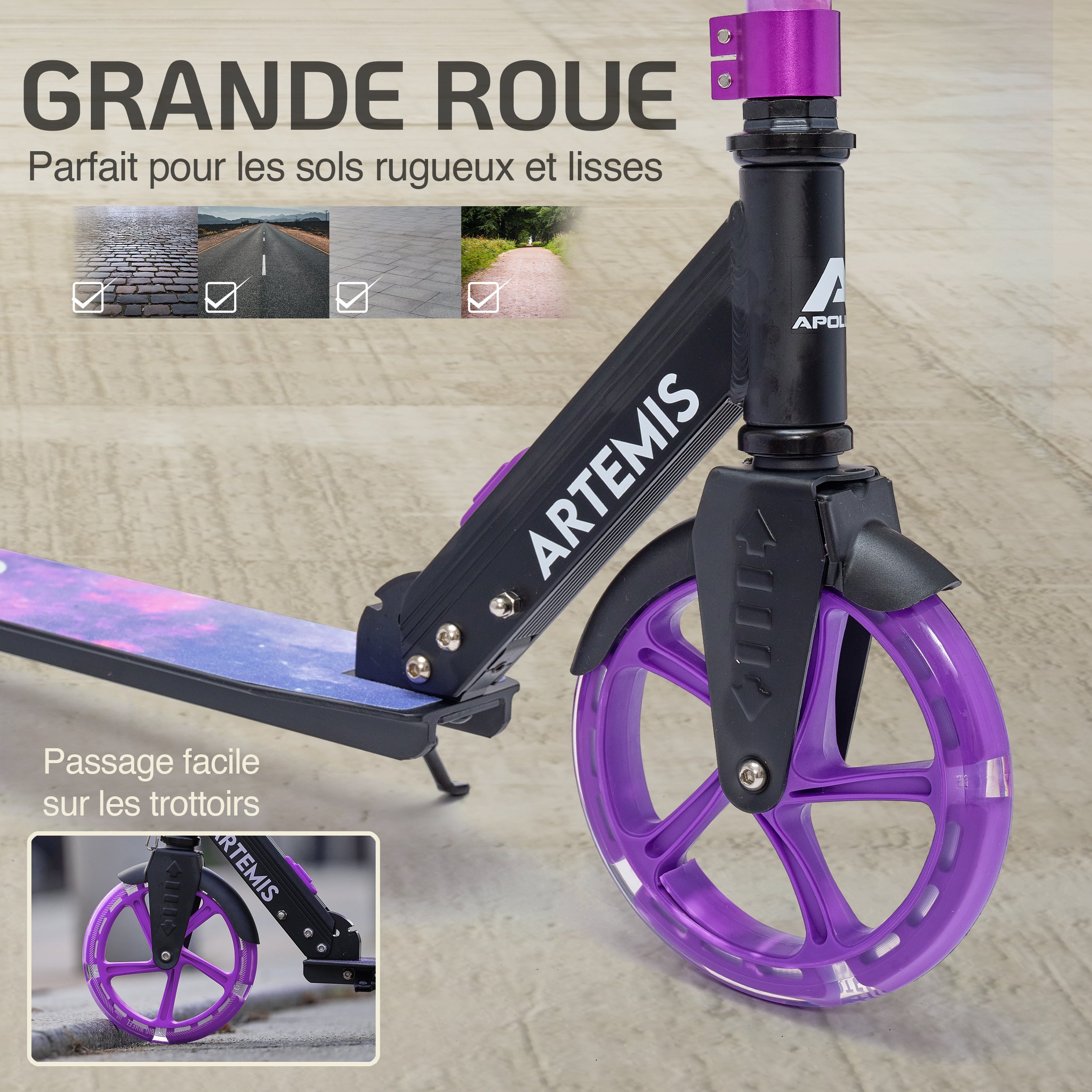 Apollo - Apollo Artemis City - Trottinette réglable en hauteur pour enfants - Starlight