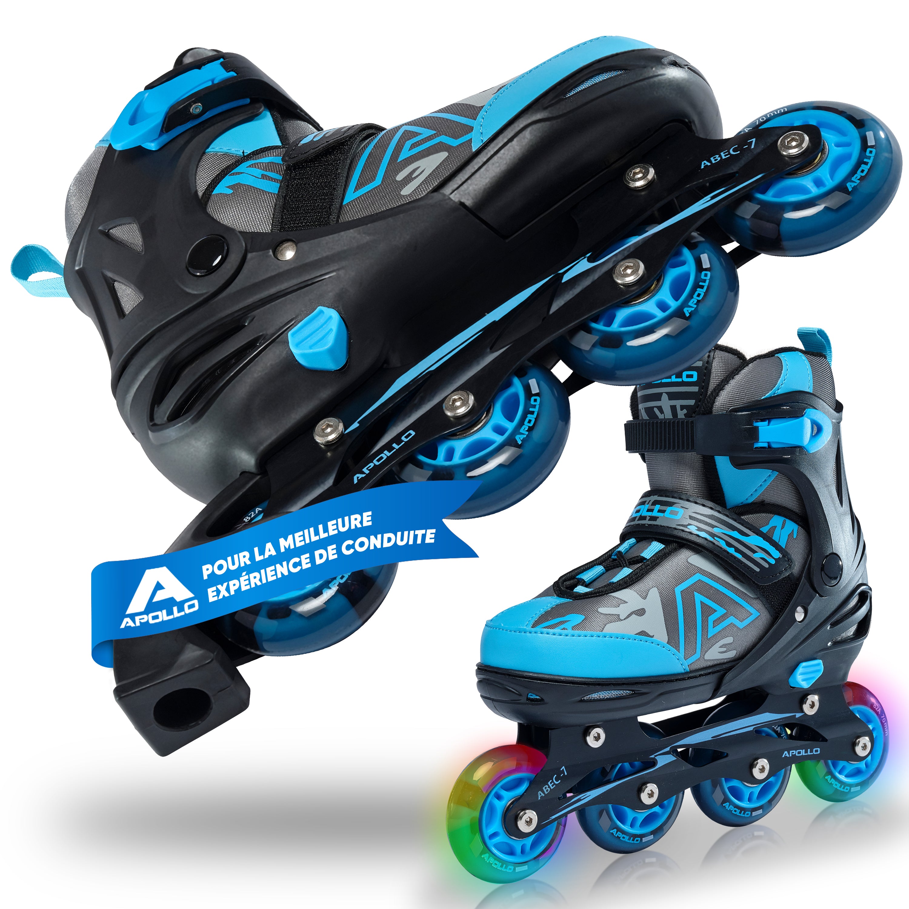 Apollo - Champion rollers adultes/enfants à pointure réglable - Bleu - L (39-42)