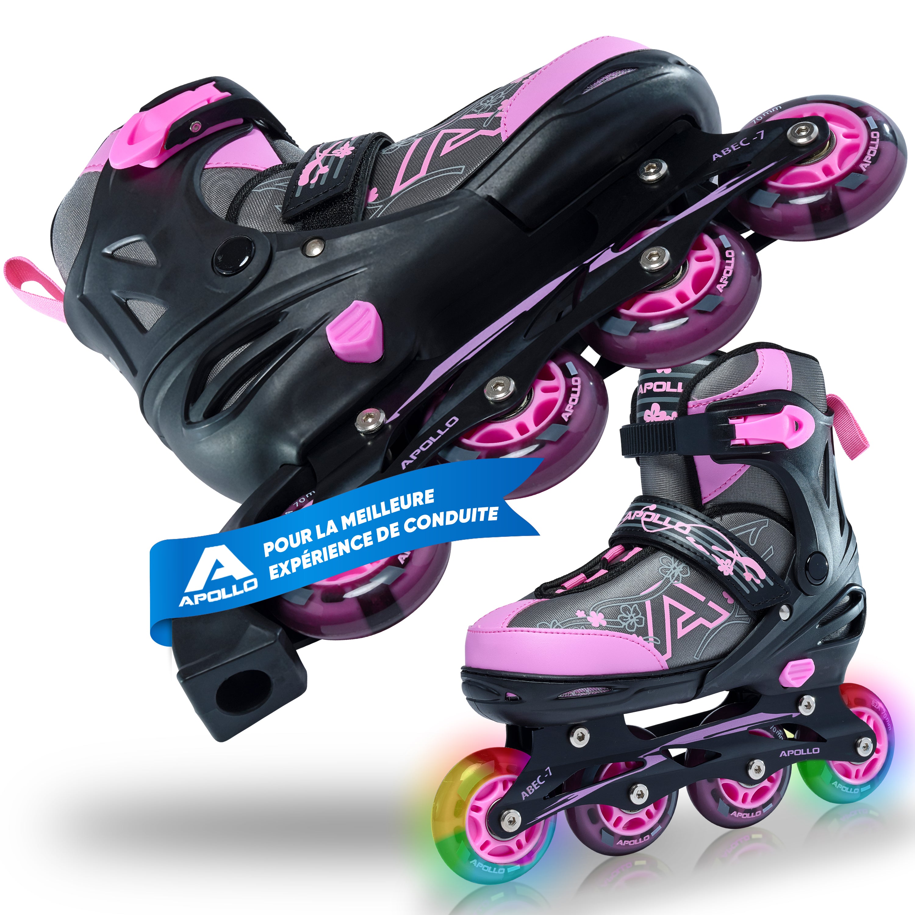 Apollo - Champion rollers adultes/enfants à pointure réglable - Rose - L (39-42)