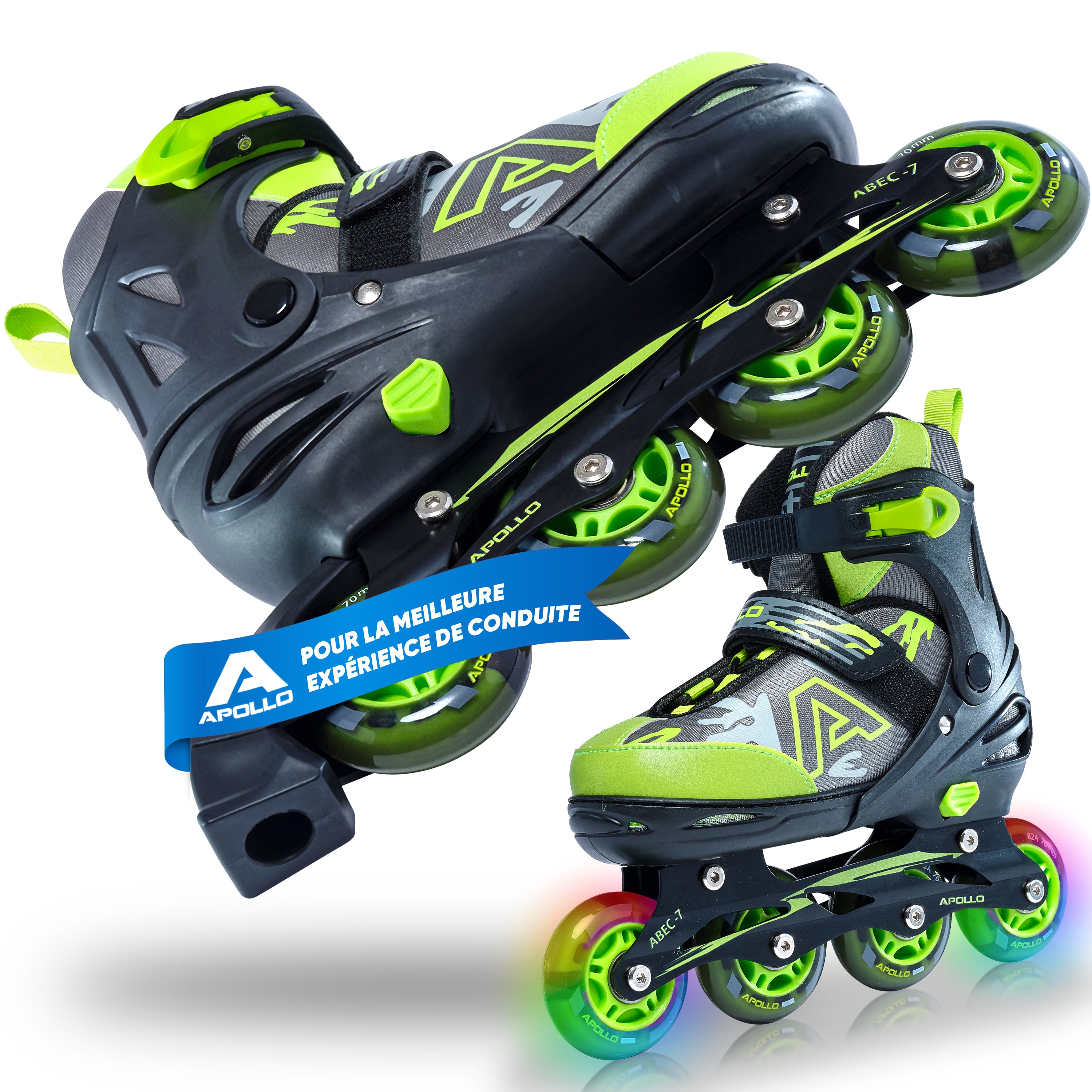 Apollo - Champion rollers adultes/enfants à pointure réglable - Vert - L (39-42)