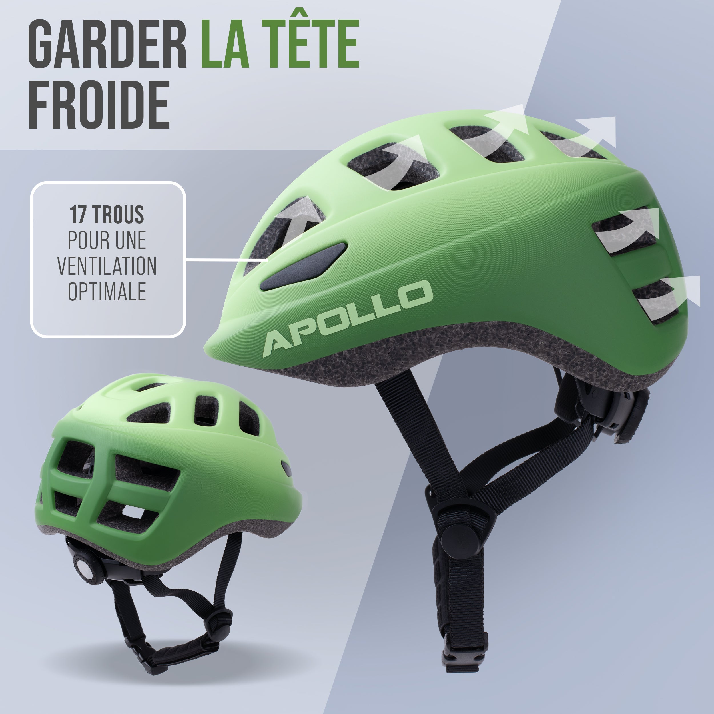 Apollo - APOLLO Casque Multisport pour Enfants et Adolescents - Green Fade