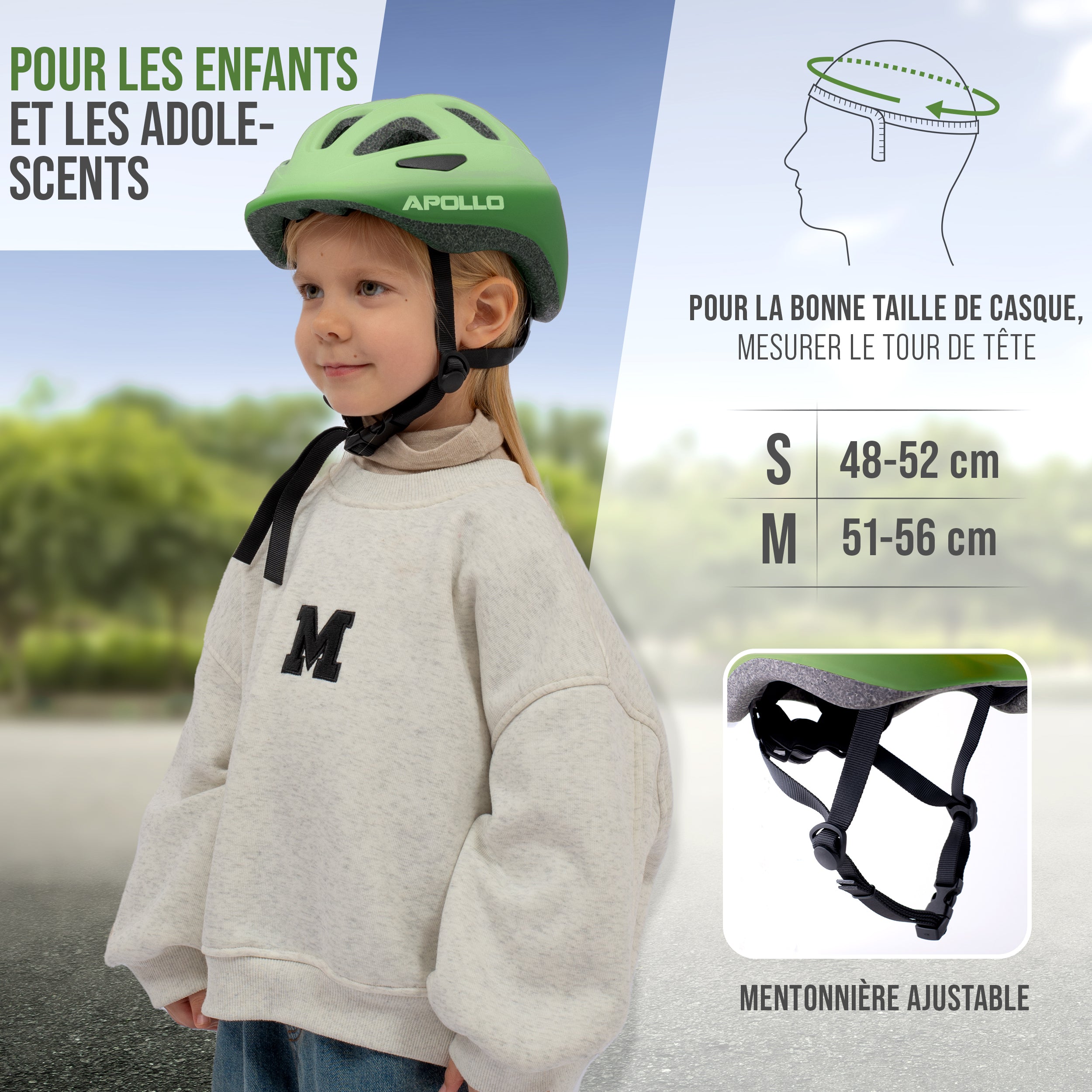 Apollo - APOLLO Casque Multisport pour Enfants et Adolescents - Green Fade