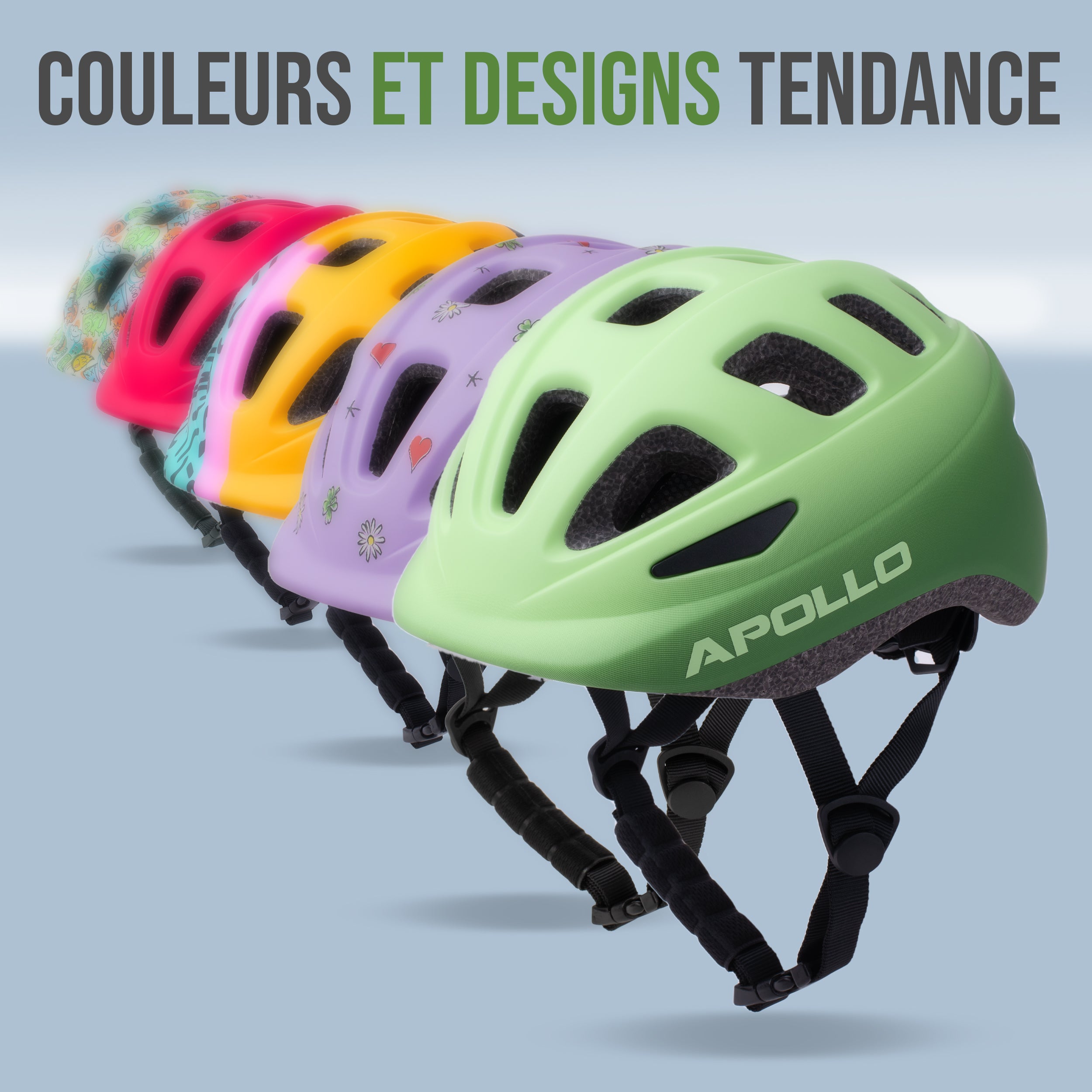 Apollo - APOLLO Casque Multisport pour Enfants et Adolescents - Green Fade