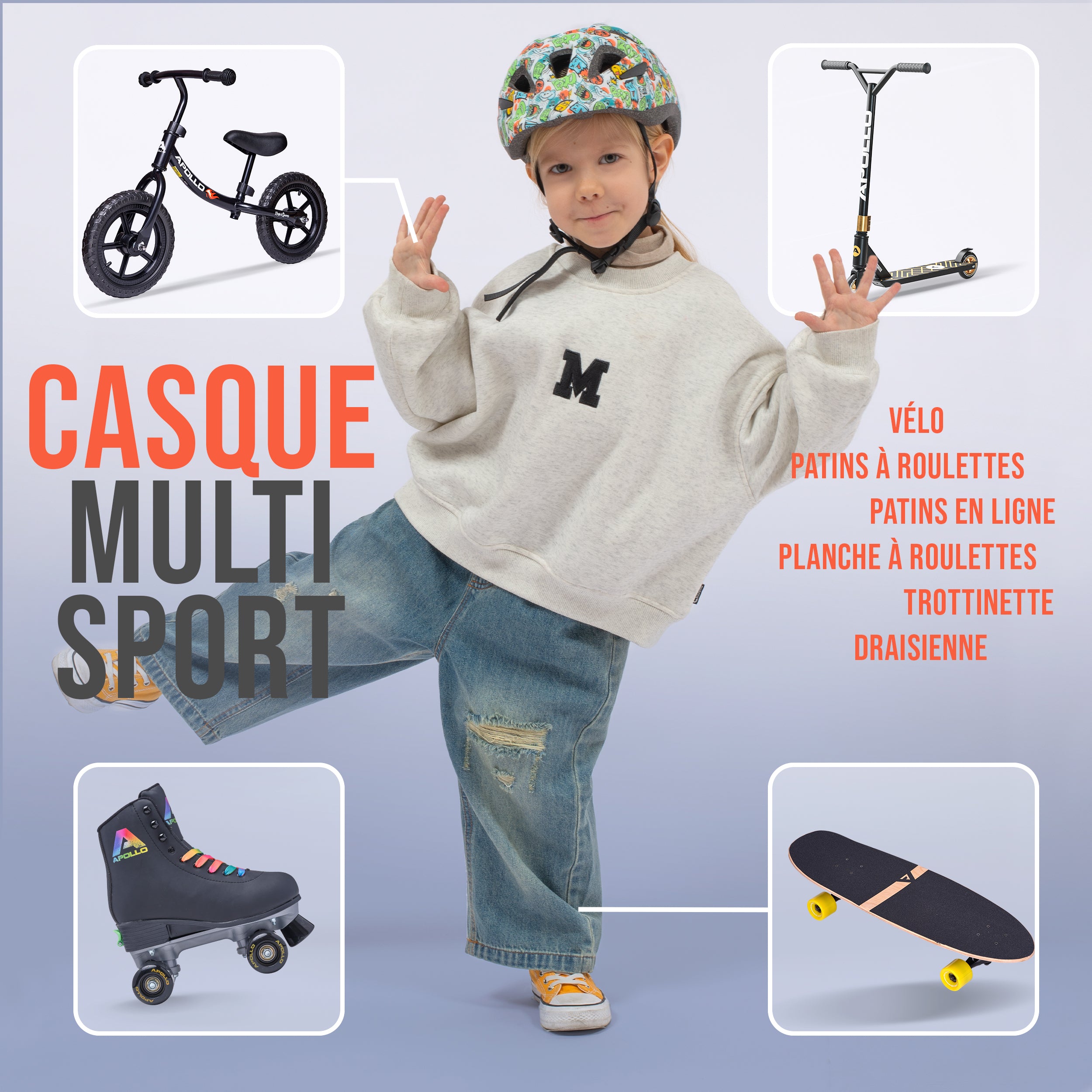 Apollo - APOLLO Casque Multisport pour Enfants et Adolescents - Monsta Mania