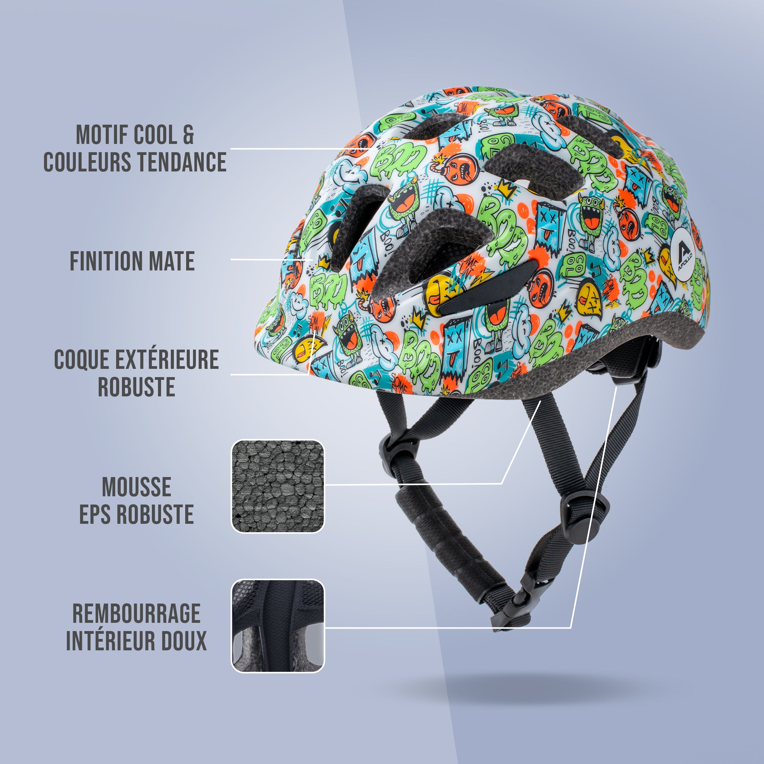 Apollo - APOLLO Casque Multisport pour Enfants et Adolescents - Monsta Mania