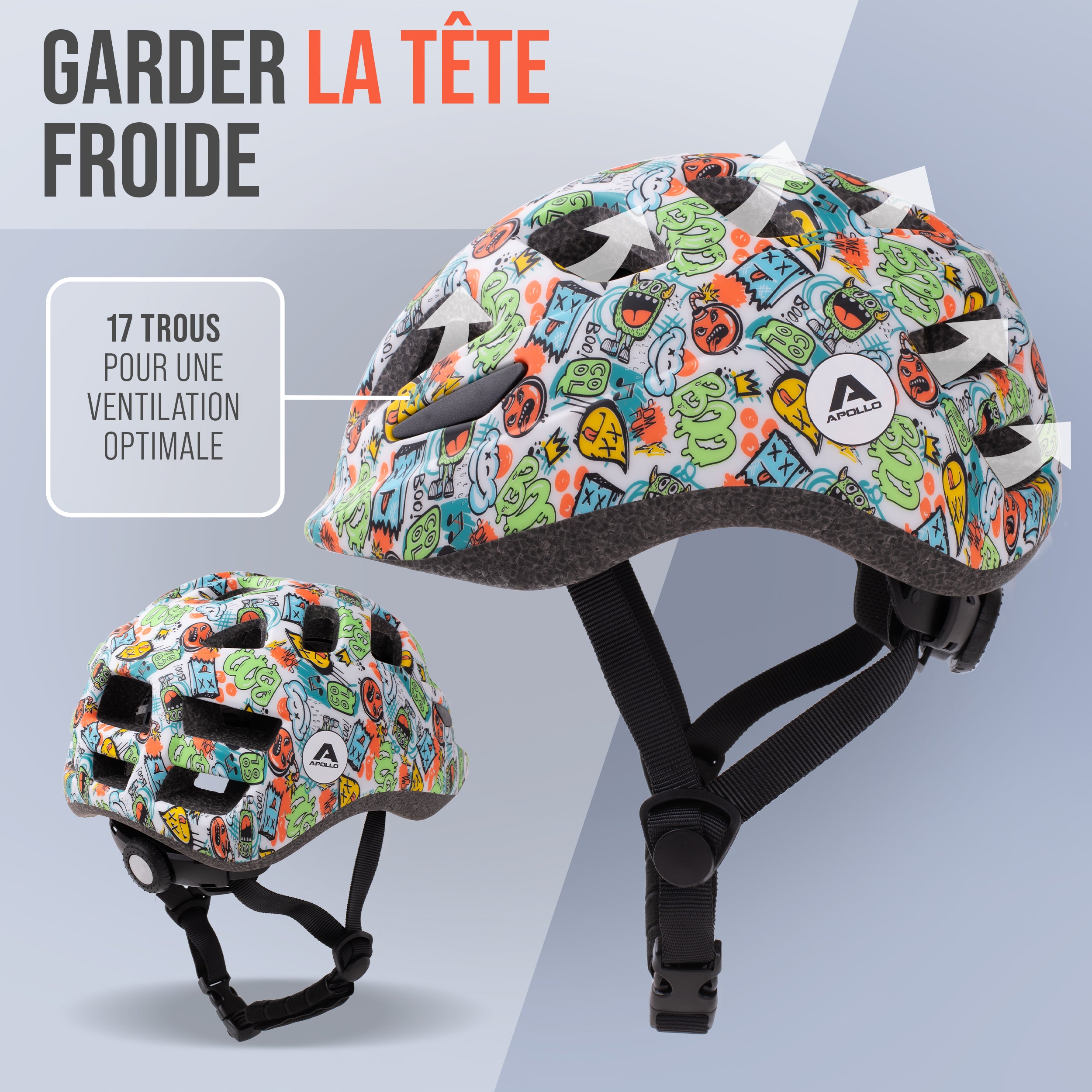 Apollo - APOLLO Casque Multisport pour Enfants et Adolescents - Monsta Mania
