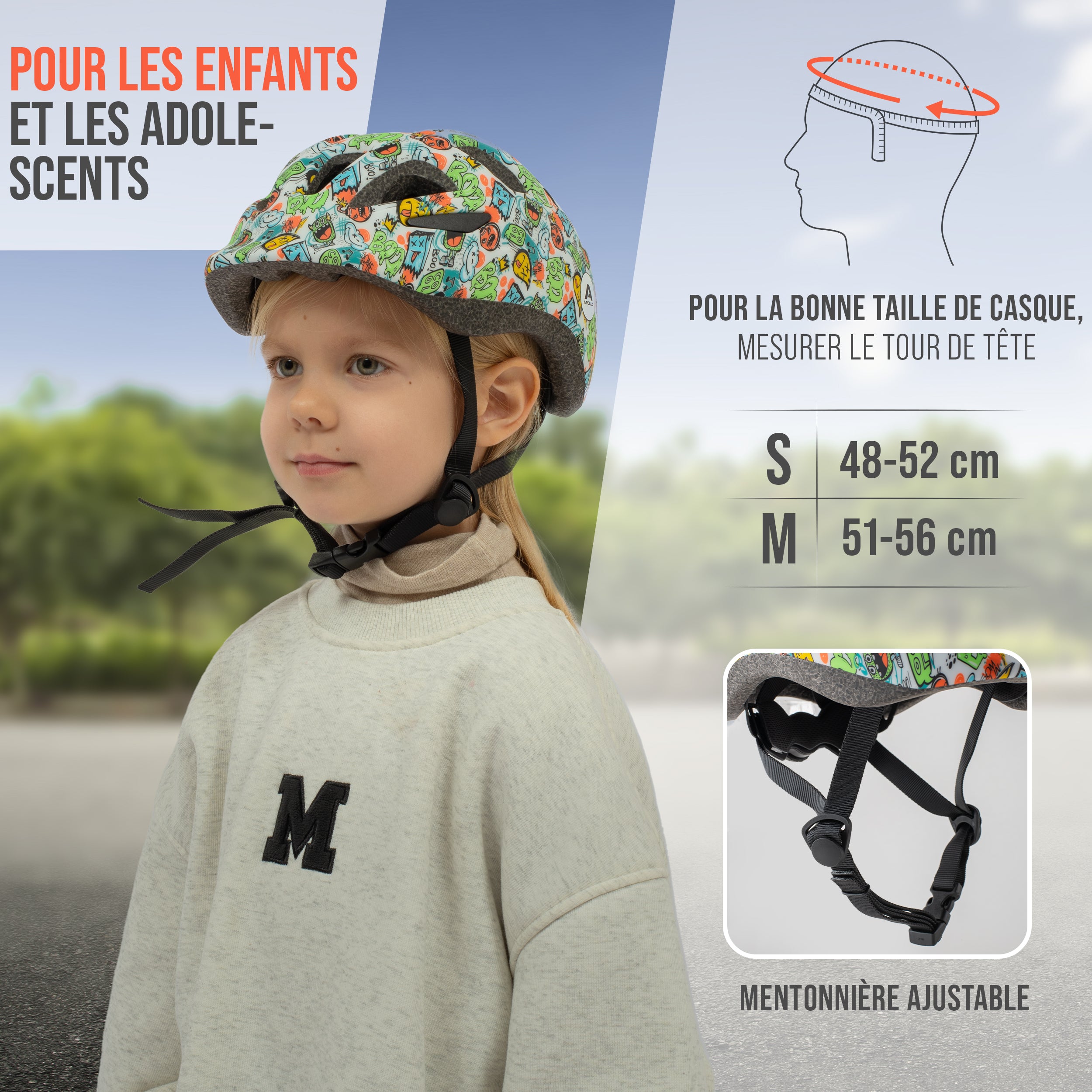 Apollo - APOLLO Casque Multisport pour Enfants et Adolescents - Monsta Mania